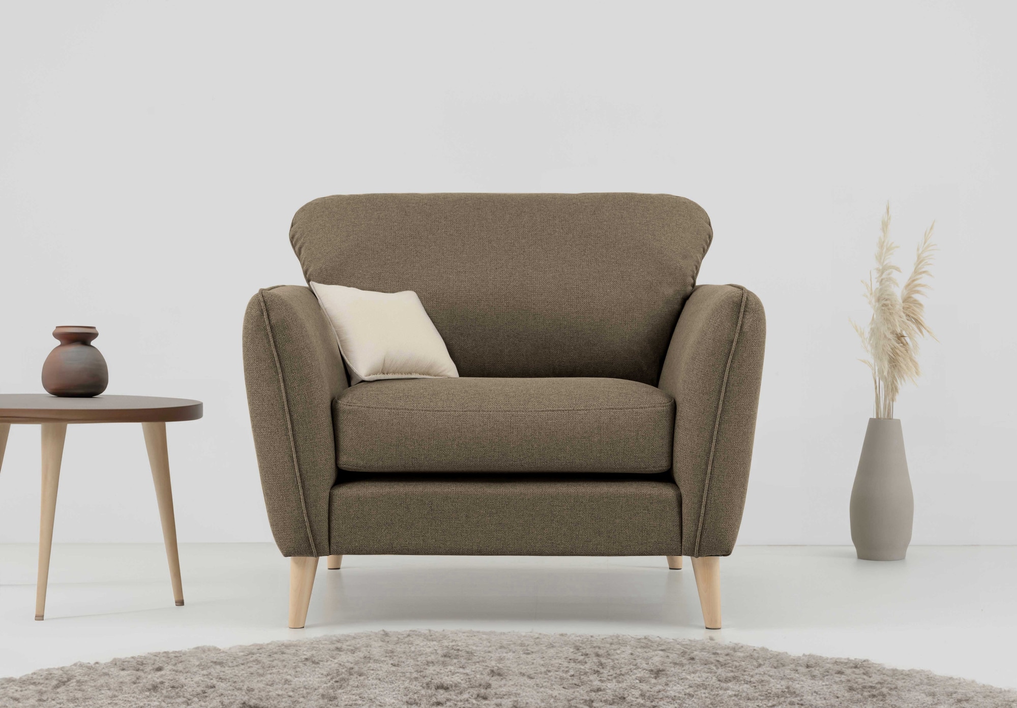 OTTO home Sessel "MARSEILLE" Massivholzbeine Eiche, Landhausstil, Wellenunterfederung
