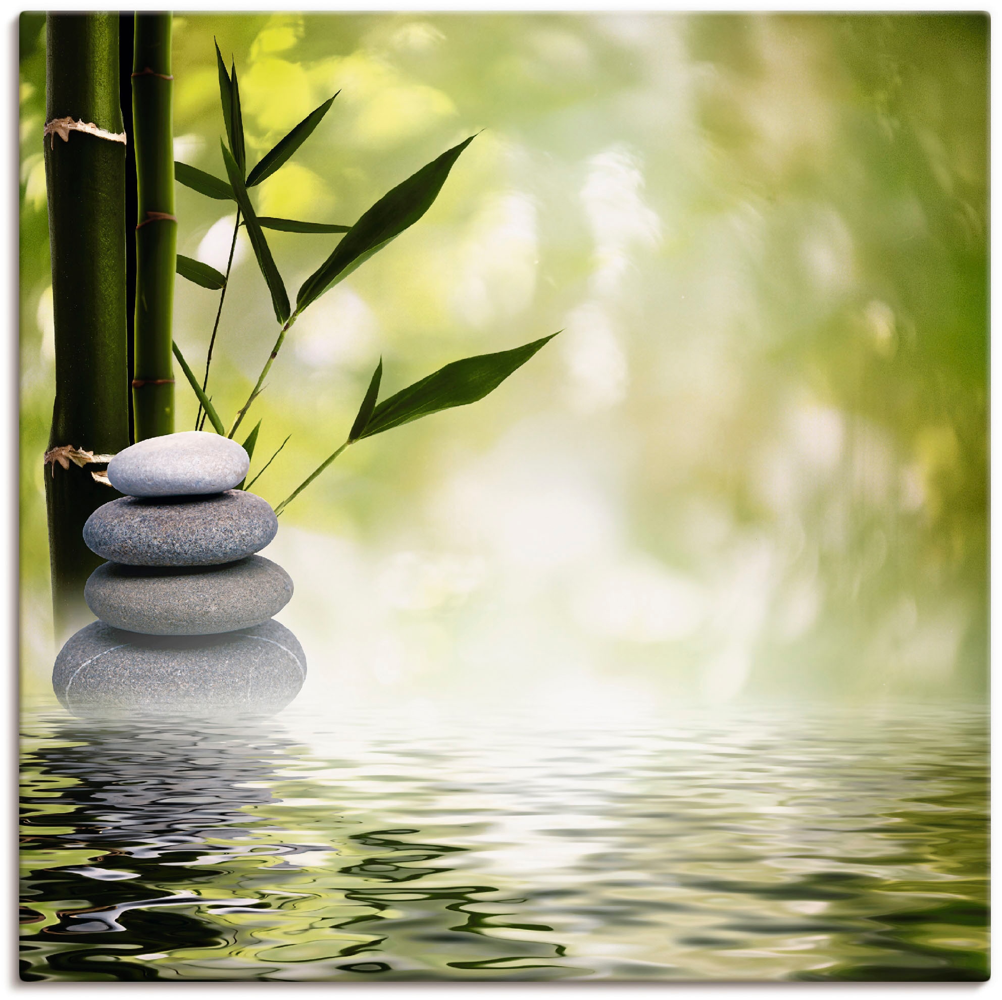 Artland Wandbild "Asiatische Spa Steine" Spa 1 Stk. tlg. auf Holzrahmen ges günstig online kaufen