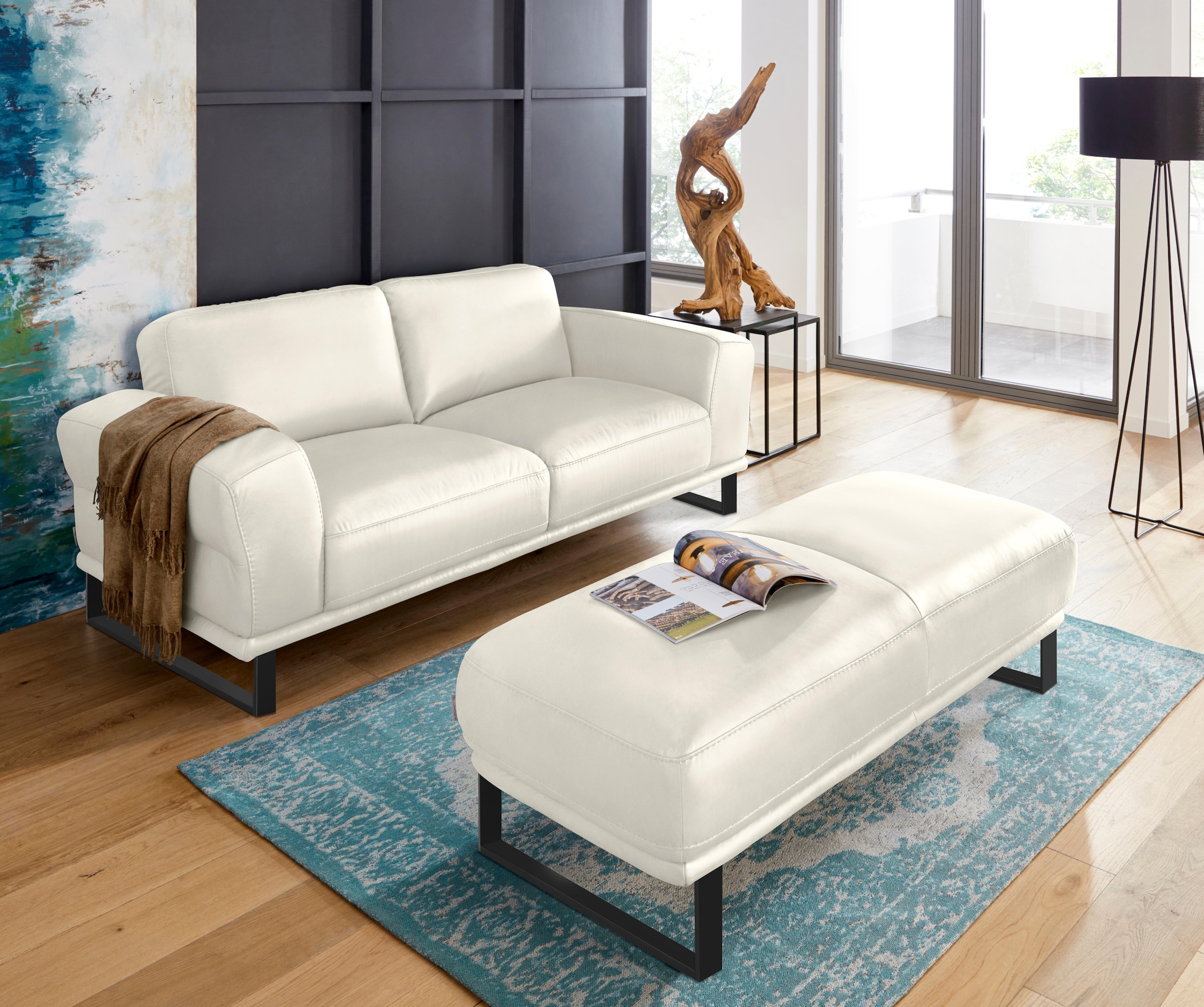 W.SCHILLIG Hocker »montanaa« mit Metallkufen in Schwarz pulverbeschichtet, Breite 141 cm