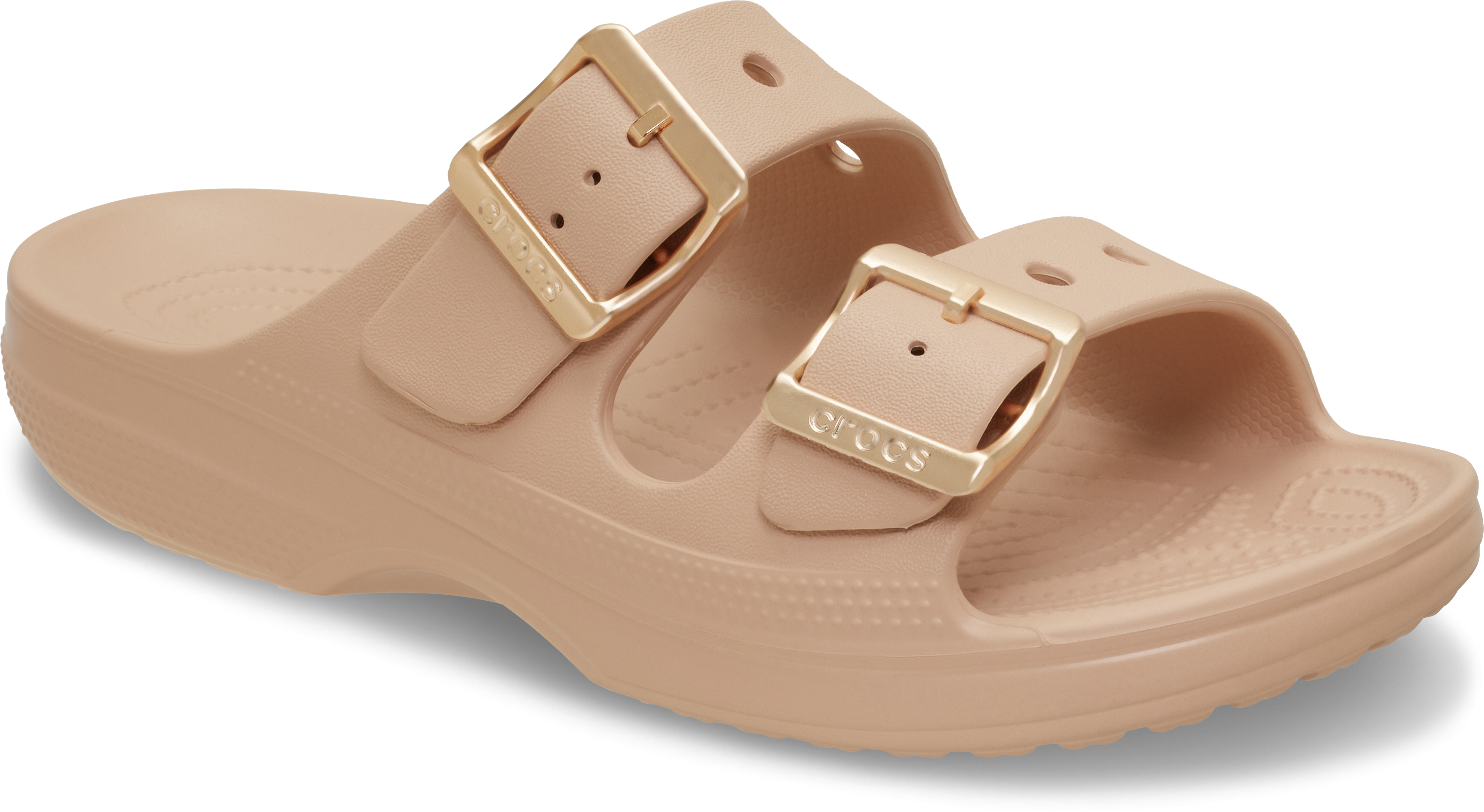 Crocs Pantolette "Saturday Metallic Buckle Sandal W" Sommerschuh, Urlaubsschuh, Strandschuh, Schlappen mit Schnallen