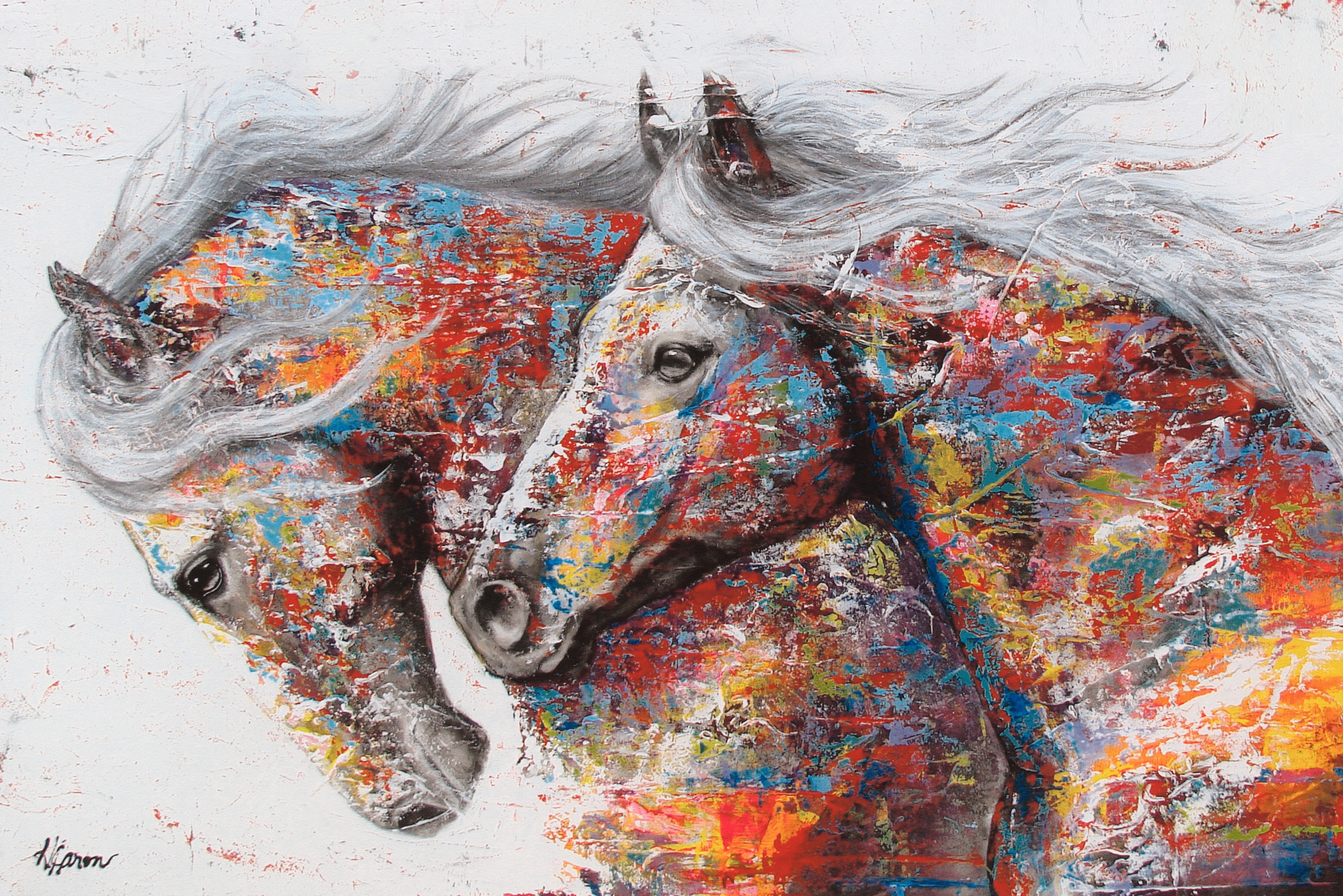 Affengeilebilder Leinwandbild "Color Horses auf Keilrahmen gespannt" 1 Stk. tlg. Kunstdruck Wandbild Bild in verschiedenen Formaten