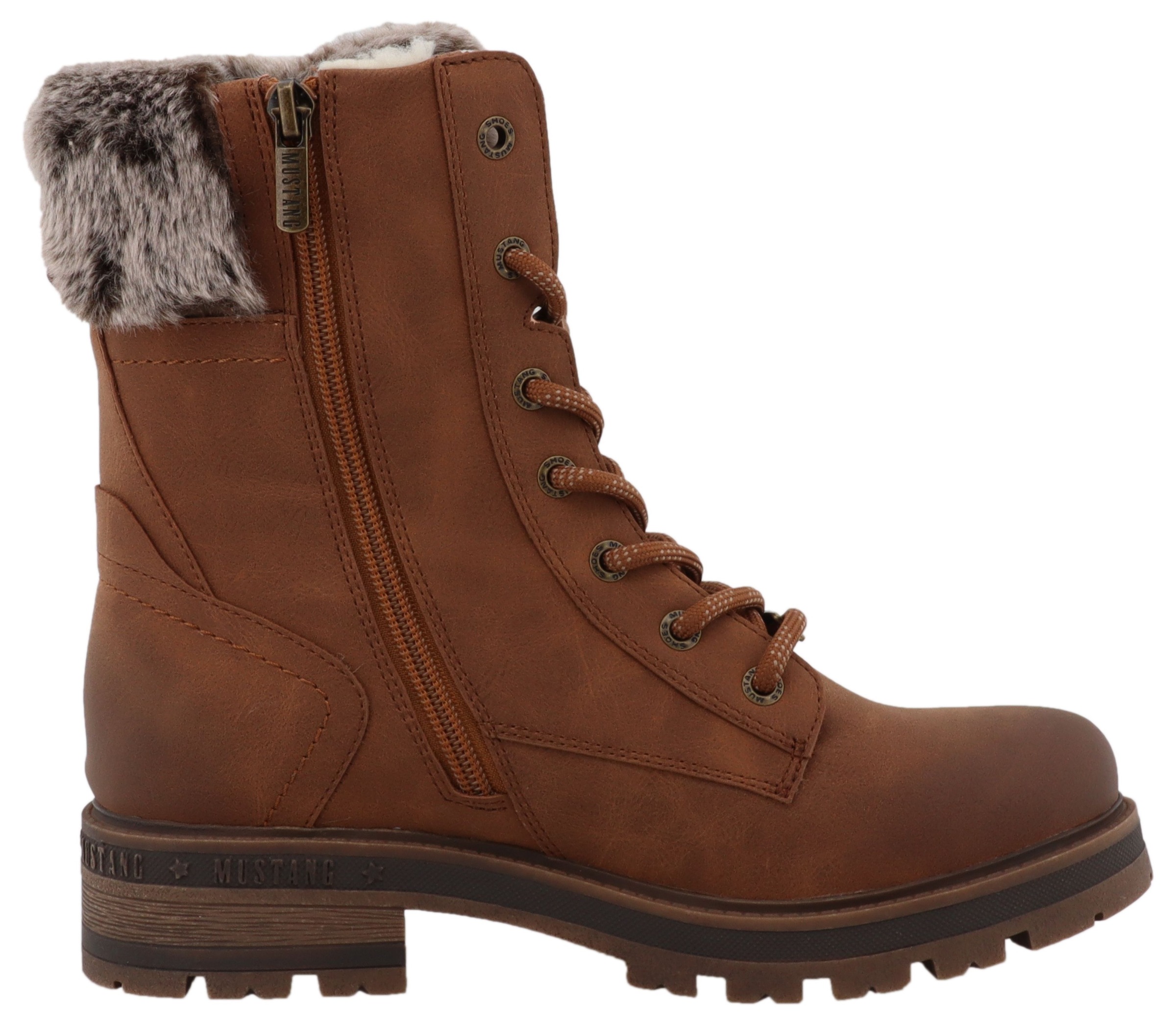 Mustang Shoes Winterstiefelette »Darleen«, Winterboots mit Fellimitatkragen
