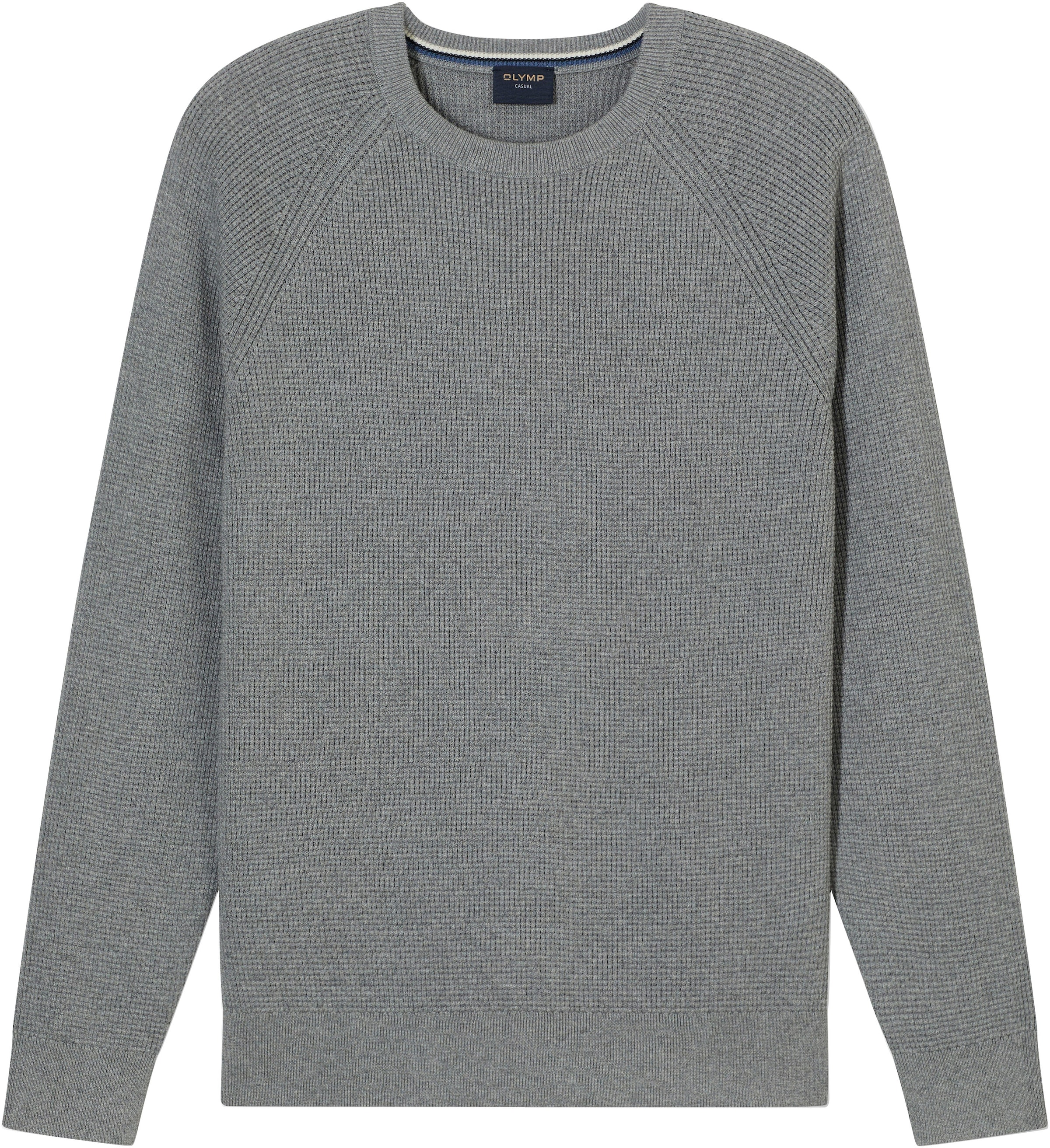 OLYMP Rundhalspullover »Waffle Structure«, Rundhals, casual, unifarben, regular fit