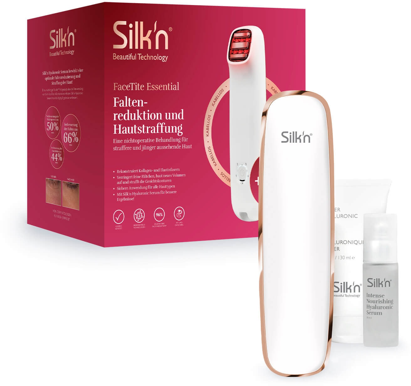 Silk'n Anti-Aging-Gerät »FaceTite Essential«, (Set, 3 tlg., Adapter, Slider  Hyaluronic Gel, Intense Nourishing Hyaluronic Serum), kabellos auf Rechnung  | BAUR