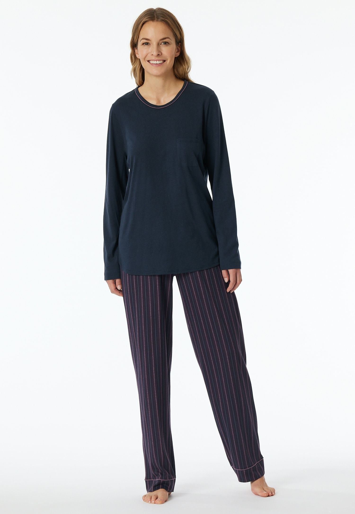 Schiesser Schlafanzug "Comfort Nightwear", (2 tlg.), Baumwollmischung, Rund günstig online kaufen