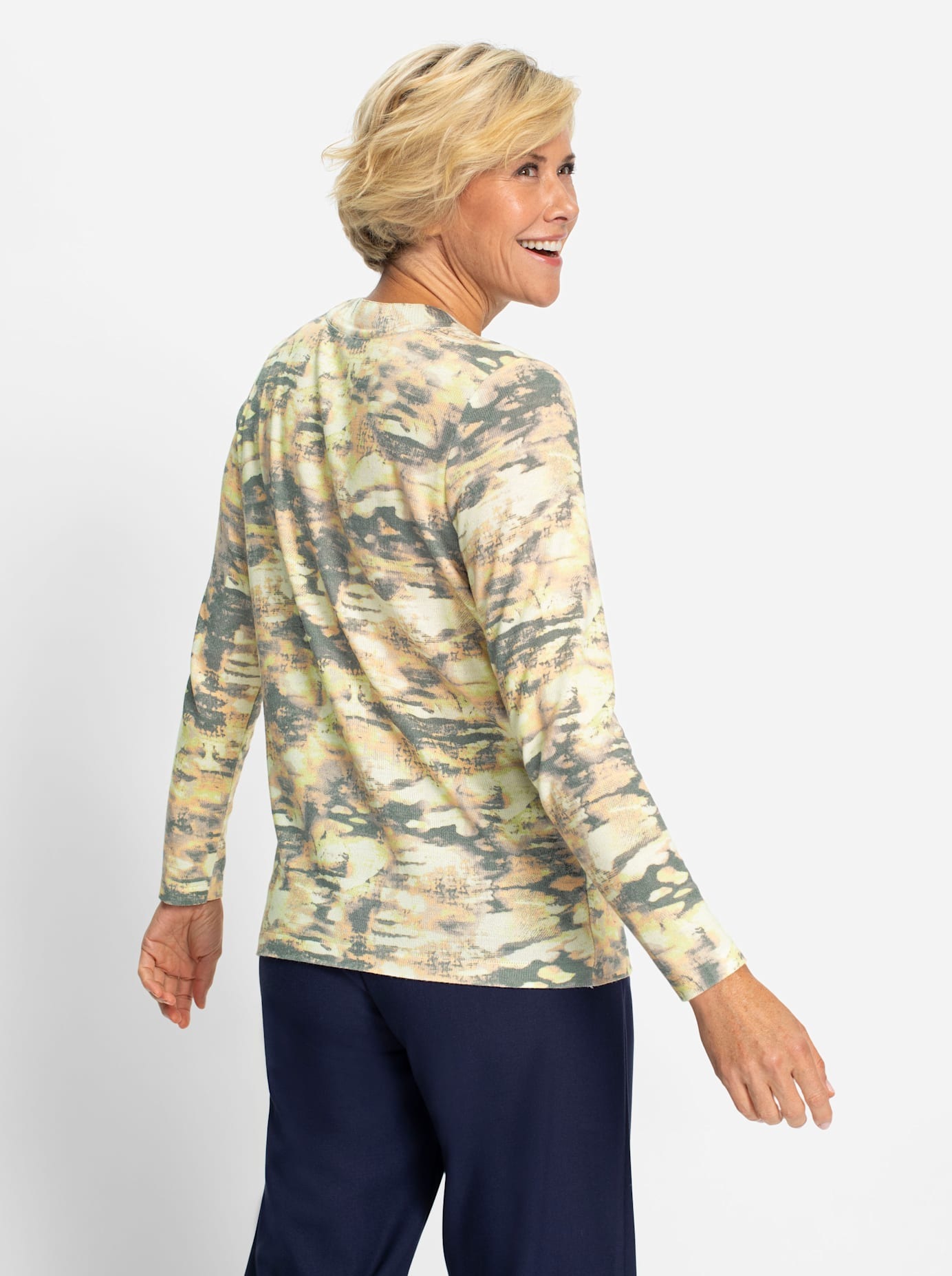 Classic Stand Collar Pullover Women Green Size 46 2