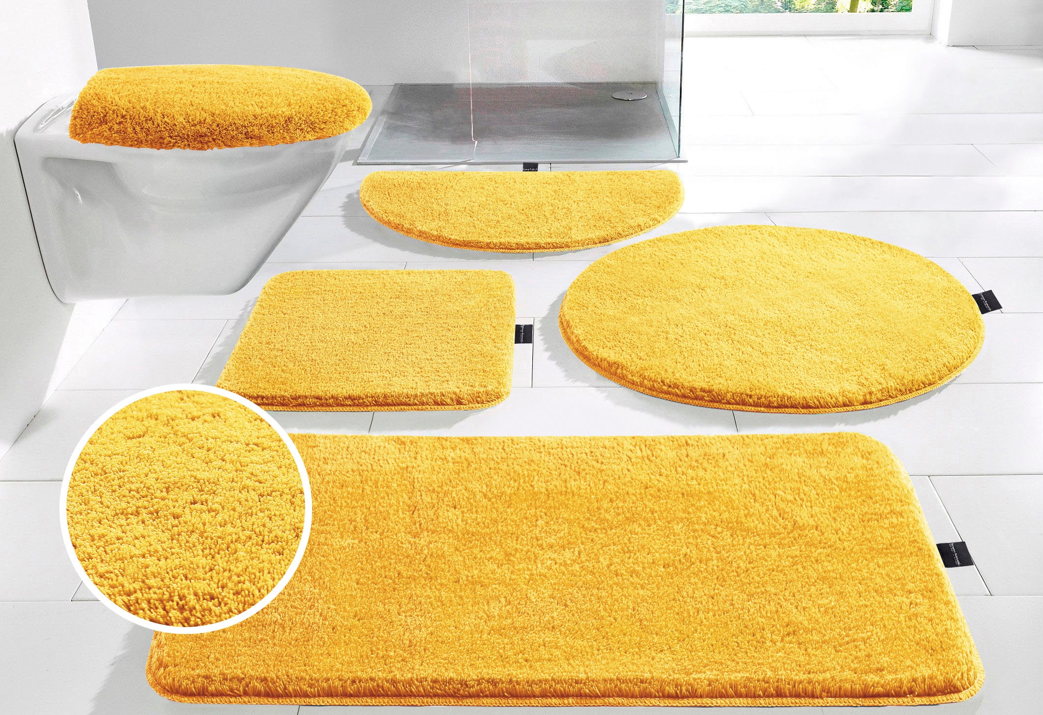 Bruno Banani Badematte "Lana, Standard & Premium Qualität, 25 mm oder 30 mm Höhe" rutschhemmend beschichtet fußbodenheizungsgeeignet schnell trocknend strapazierfähig Badteppich, Badematten, unifarben, auch als 3 teiliges Set & rund