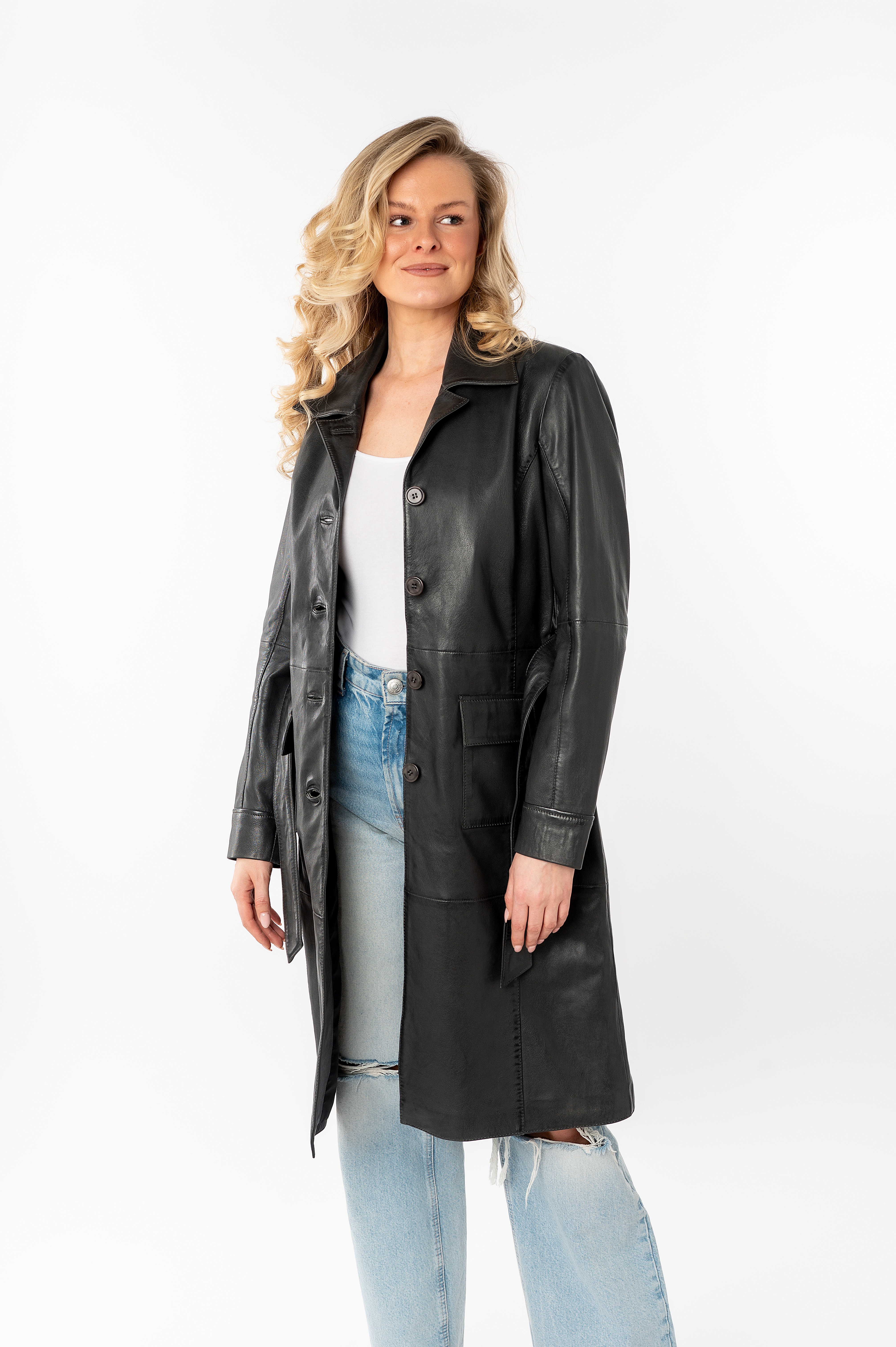 Thumbnail - Mauritius Ledermantel "MWCillie OT" mit Bindegürtel