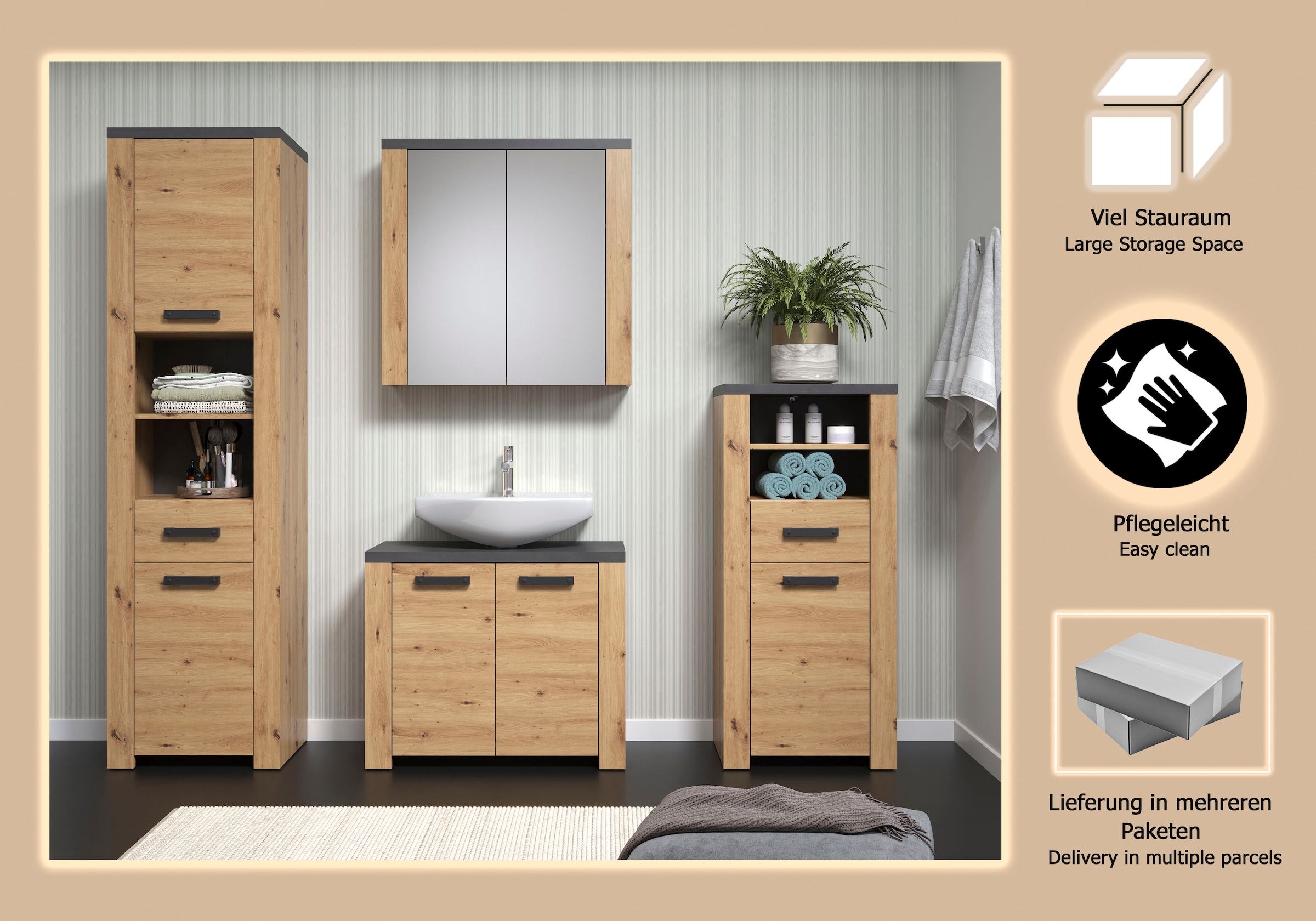 welltime Badezimmer-Set »Ambres« 4 Stk. tlg.