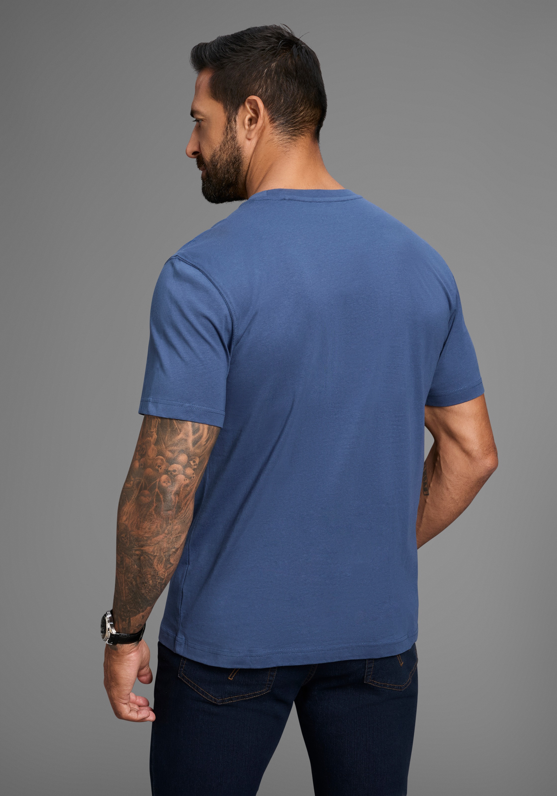 Mans World Rundhalsshirt, kurzärmelig, lässige Passform, bedruckt, Rundhals günstig online kaufen