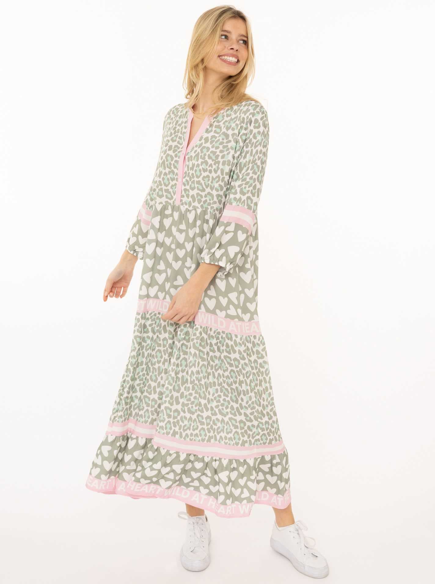 Zwillingsherz Maxikleid ""Leo Love"" Mustermix: Leo und Herzen, Knopfleiste günstig online kaufen