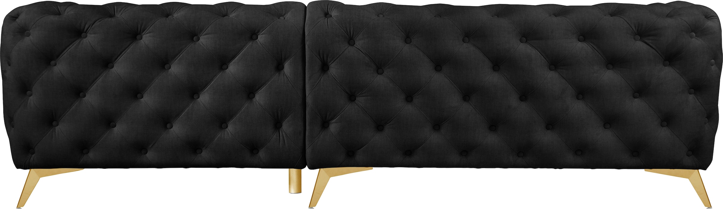 Leonique Chesterfield-Sofa »Ecksofa GLYNIS L-Form mit Wellenunterfederung, Maße B/T/H 264/264/75cm«, aufwändige Knopfheftung, moderne Chesterfield Optik, Fußfarbe wählbar