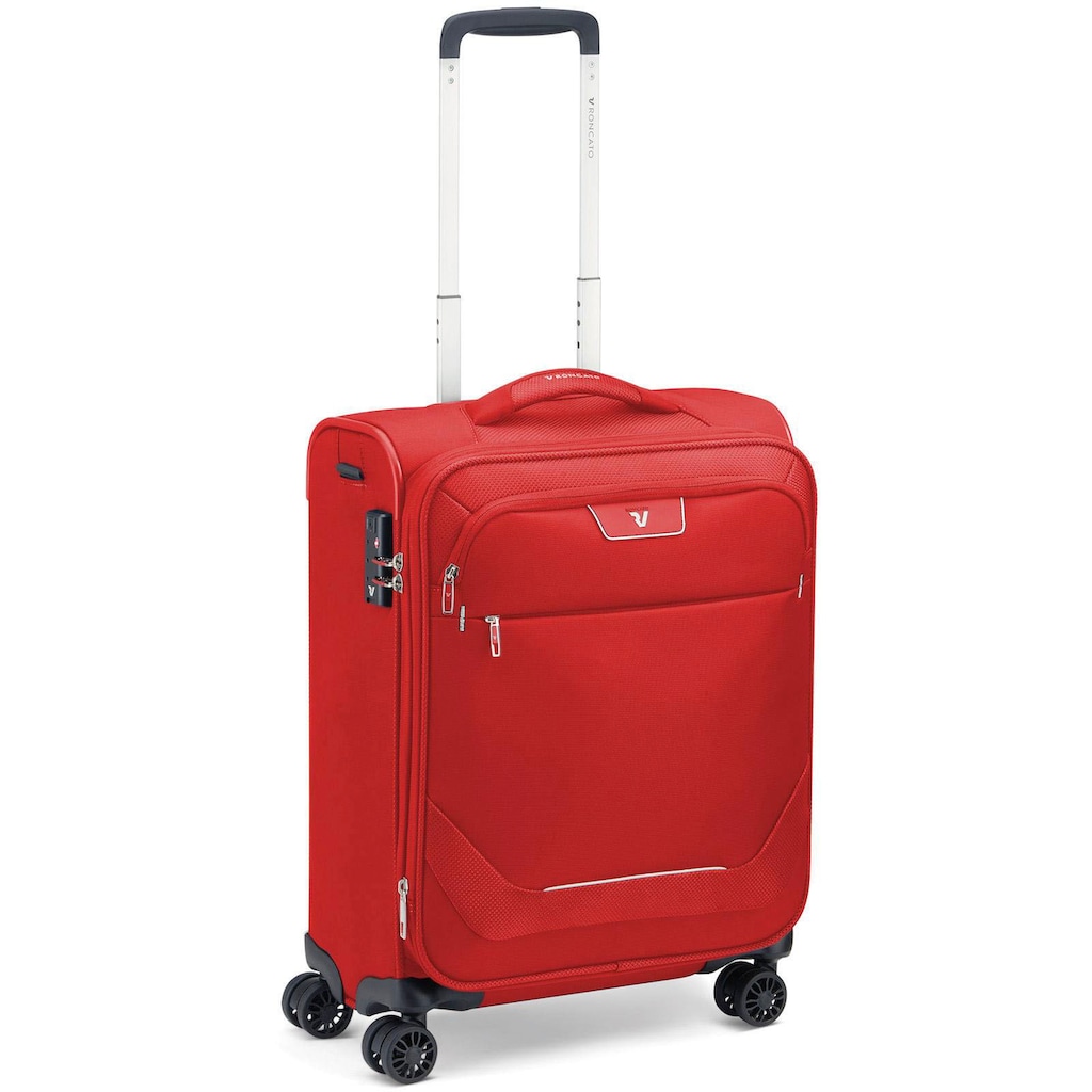 RONCATO Handgepäck-Trolley »Joy Carry-on, 55 cm, erweiterbar, rot«, 4 Rollen, Weichgepäck-Koffer Reisegepäck mit Volumenerweiterung und TSA Schloss