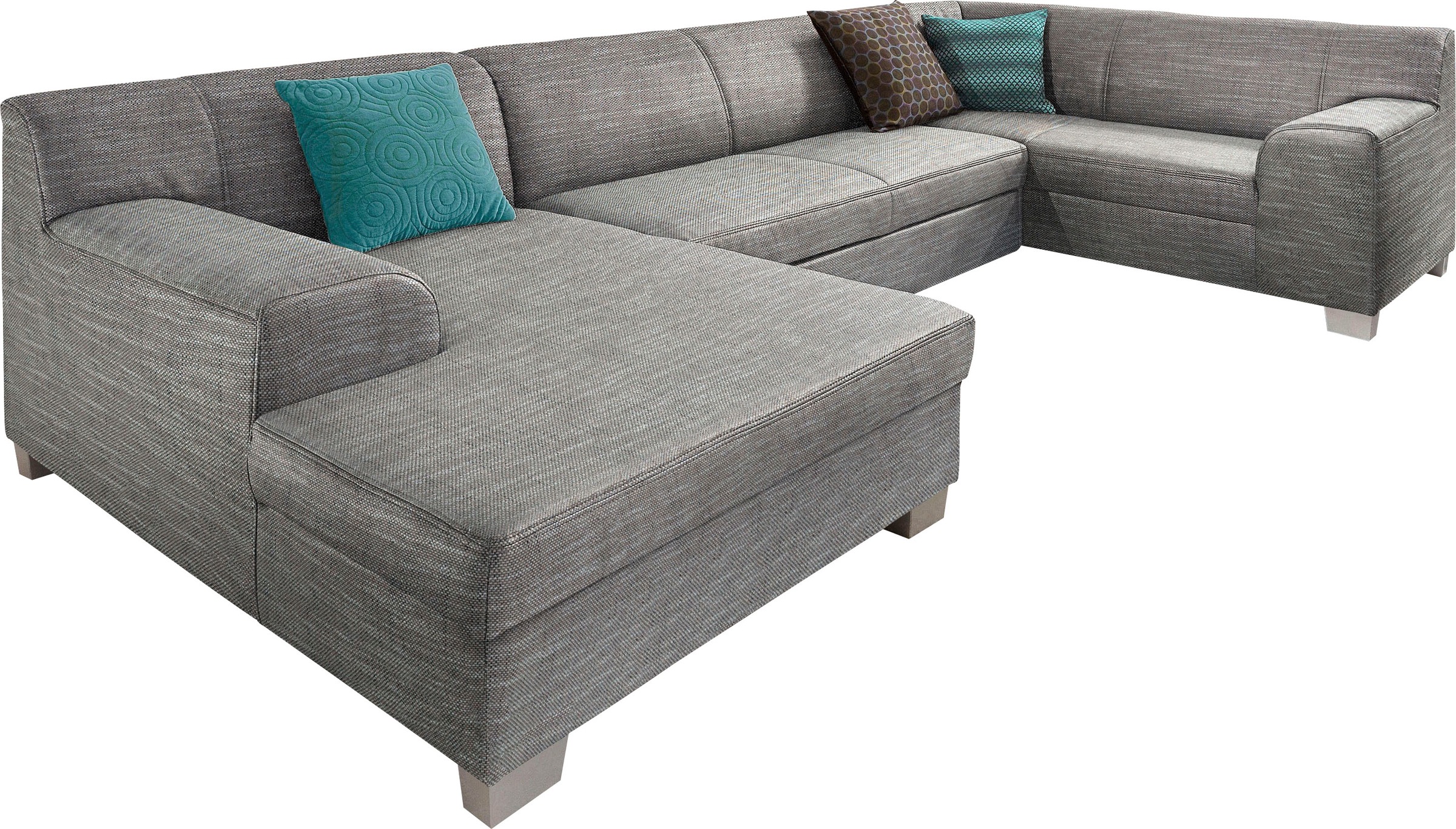 DOMO collection Wohnlandschaft »Amando in vielen Bezugsvarianten, auch in Leder, komfortabel, U-Form«, wahlweise mit Bettfunktion, fester Sitzkomfort, frei im Raum stellbar