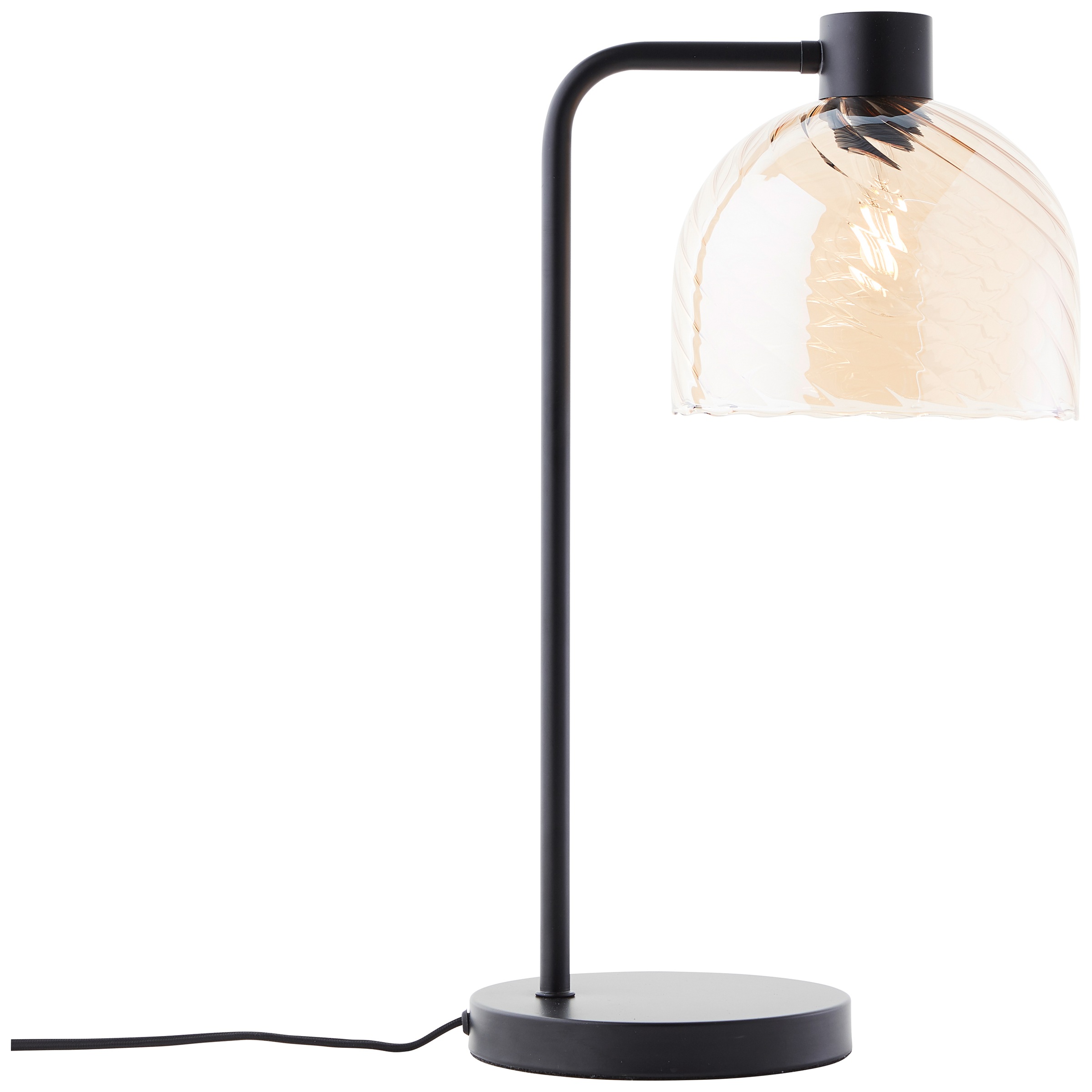 Brilliant Tischleuchte »Casto«, 1 flammig, Leuchtmittel E27 | ohne Leuchtmittel, 50 x 29 cm, E27, bernsteinfarbenes Glas, schwarzes Metall