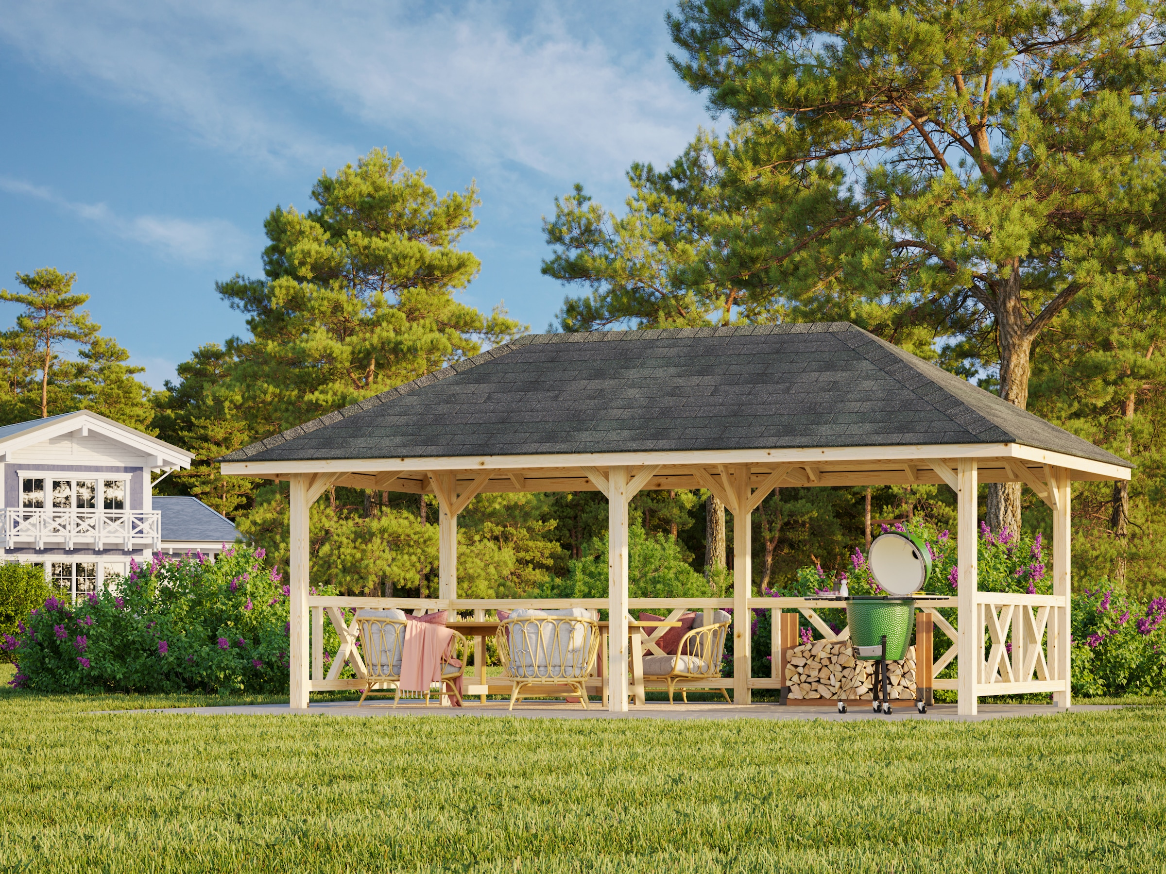 Palmako Holzpavillon »Bianca 16,6 m² Set 107« BxTxH: 672x384x319 cm