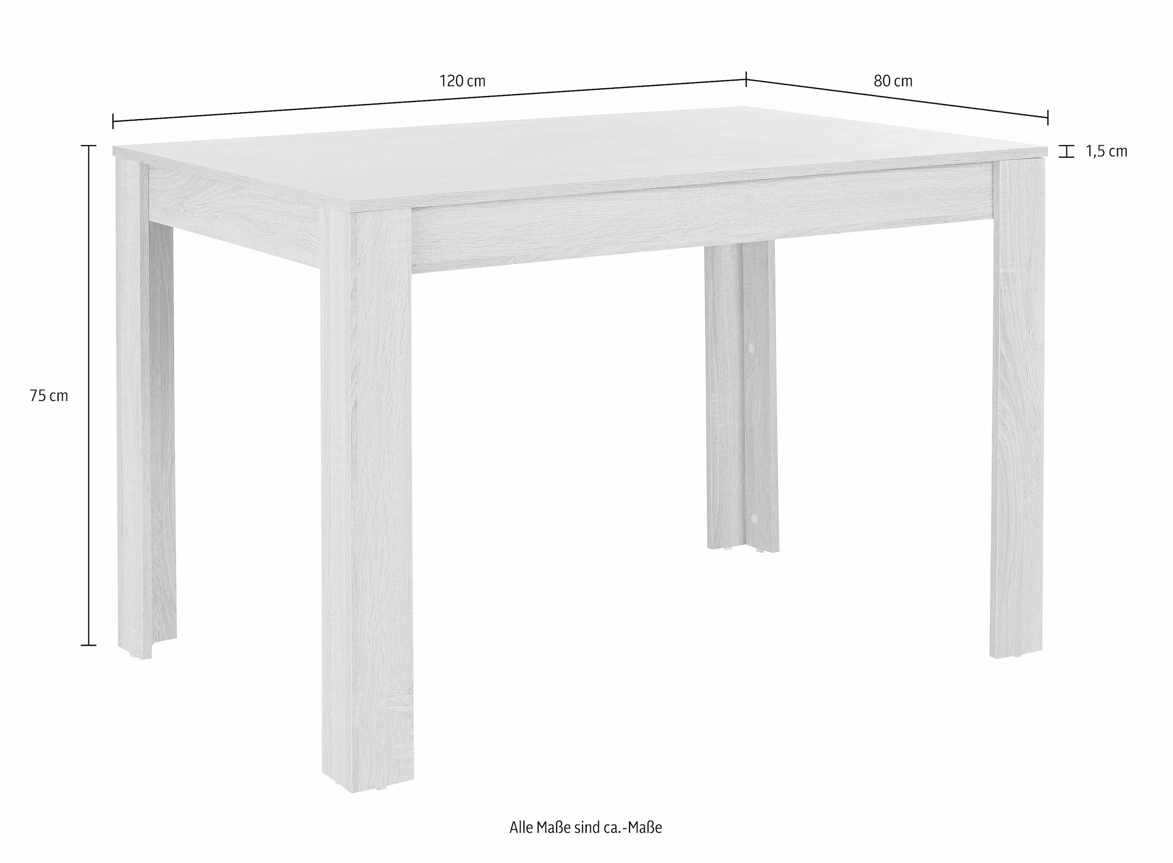 INOSIGN Essgruppe, (Set, 5 tlg.), mit Tisch in Weiß, Breite 120 cm