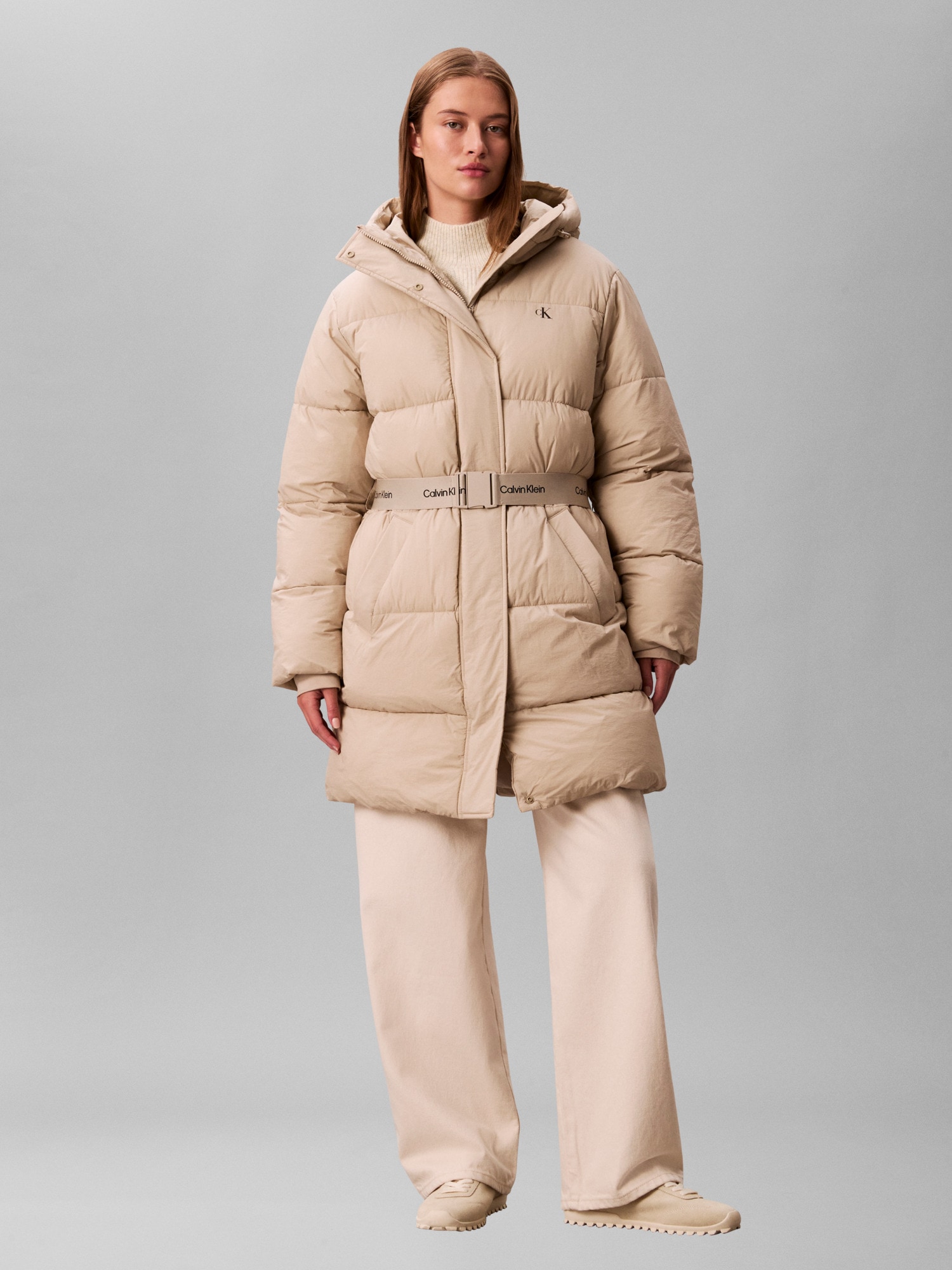 Calvin Klein Jeans Steppmantel »BELTED MIDWEIGHT LONG PUFFER« Mit Rundhalsausschnitt, regular fit