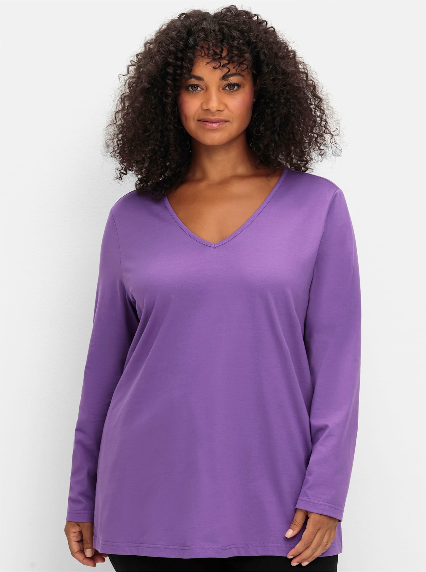 Sheego V-Shirt "Langarmshirt", (1 tlg.) günstig online kaufen