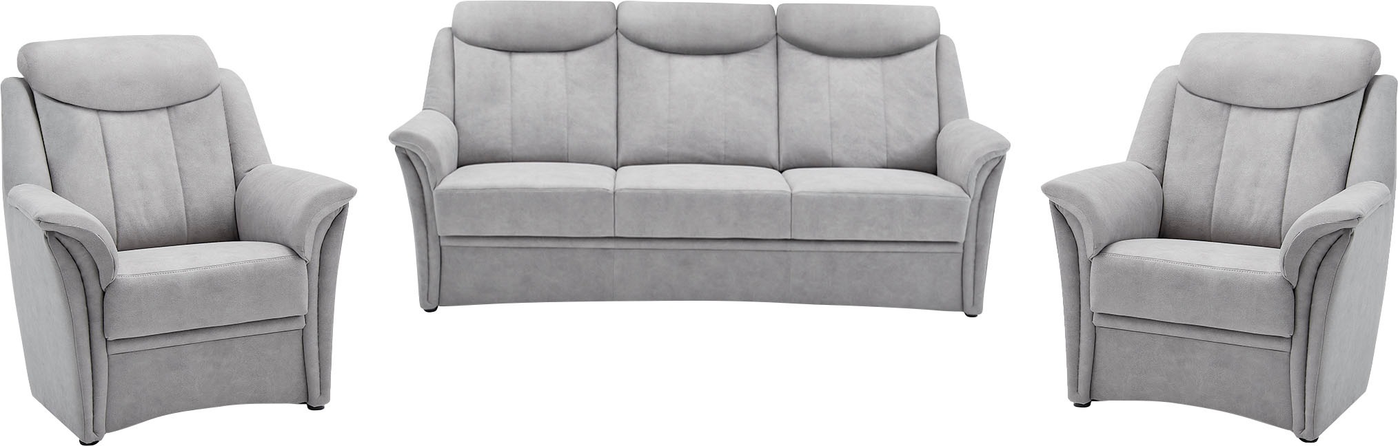 VILLA BECK Polstergarnitur »Lugano«, (Set, 3 tlg.), Kopfteilverstellung, in Sitzhöhe 49 cm, 3-Sitzer und 2x Sessel