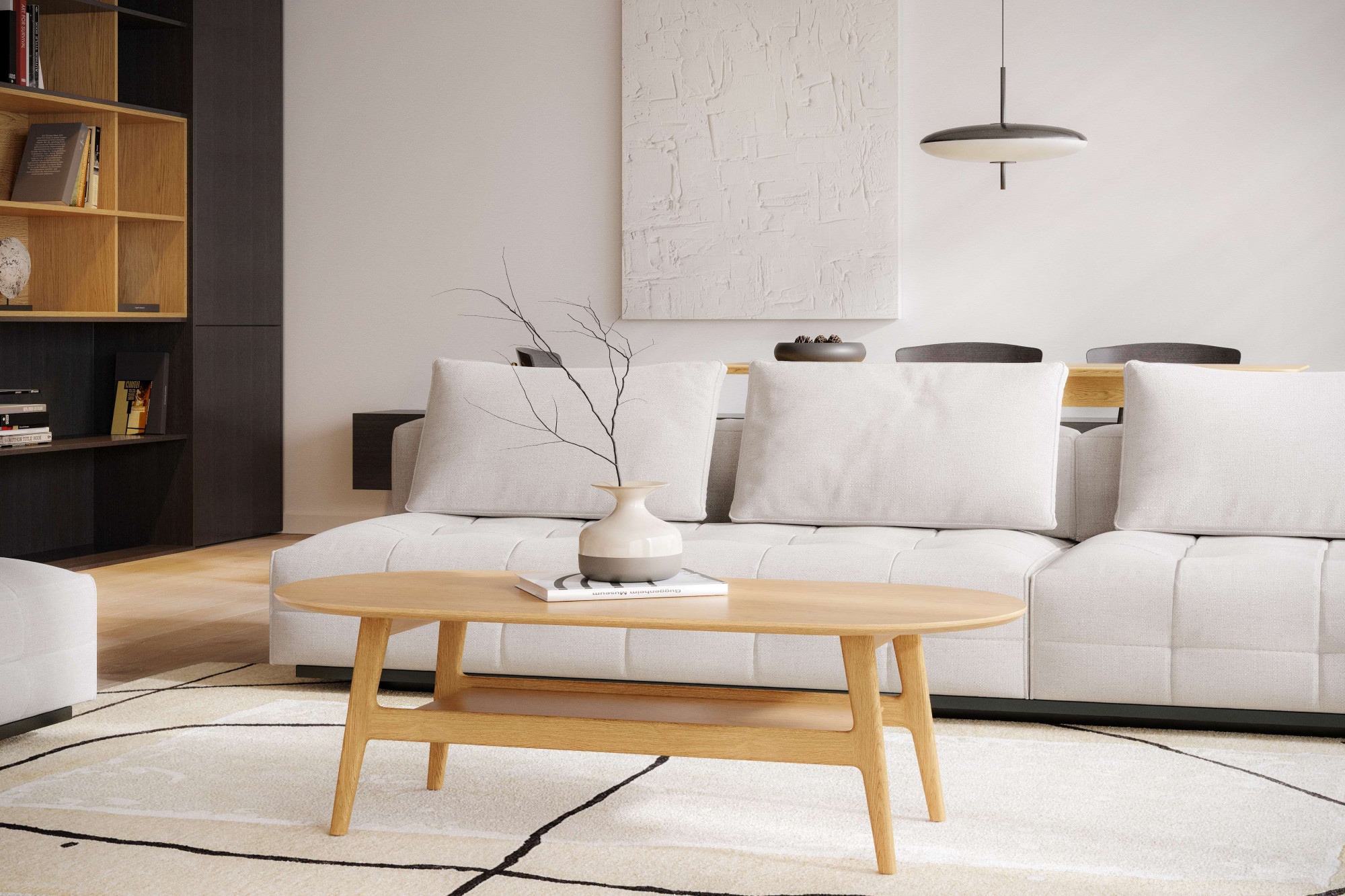 Woodman Couchtisch "Curved, Tisch, Kaffeetisch, Beistelltisch" Scandi Design, Breite 130 cm, FSC-zertifiziert