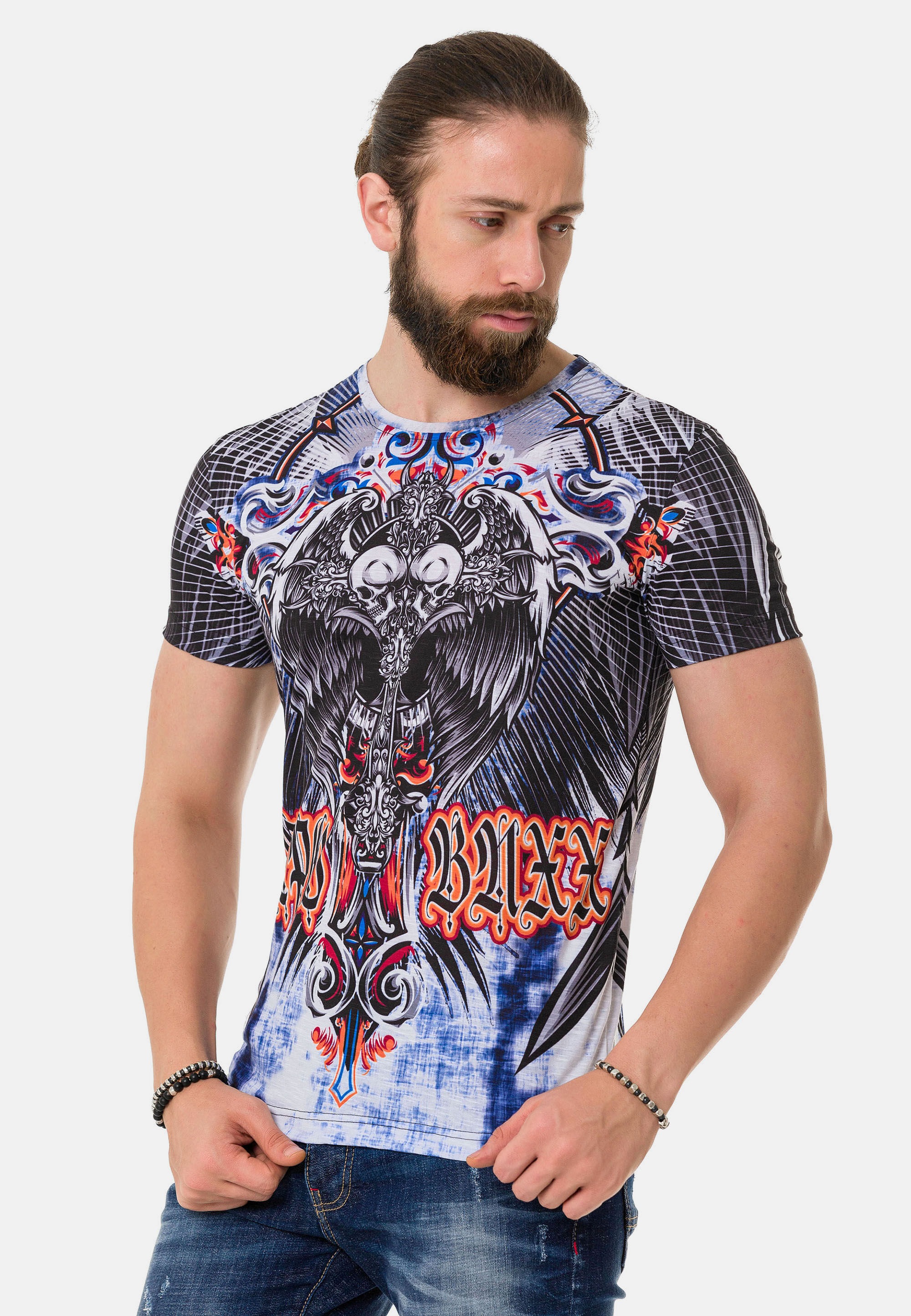 Cipo & Baxx T-Shirt »T-Shirt« mit Rundhals-Ausschnitt