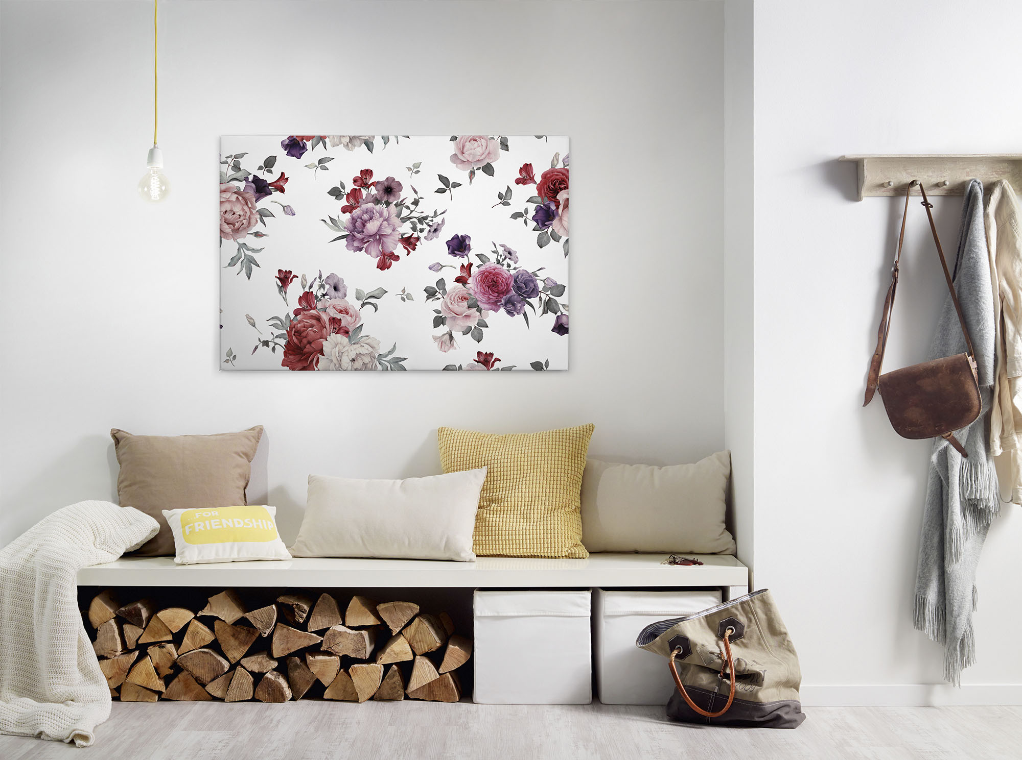 A.S. Création Leinwandbild "Flower Bouquet" Blumen Kunst 1 Stk. tlg. Landhaus Keilrahmen Blumen Rosen Blümchen Leinwand-Bild Wohnzimmer