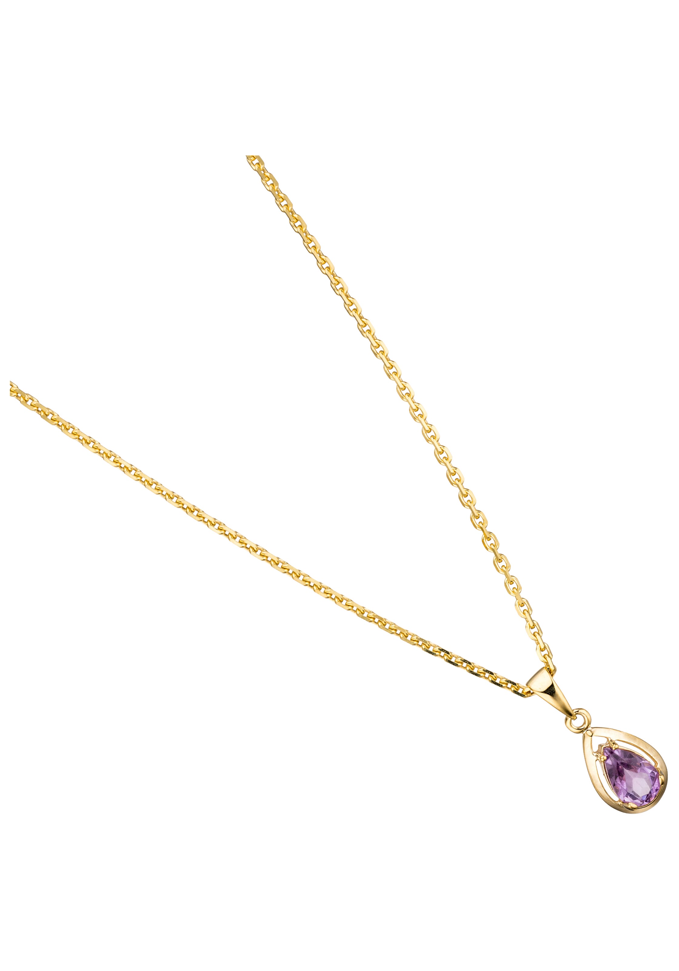 JOBO Kettenanhänger »Anhänger Tropfen«, 333 Gold mit Amethyst