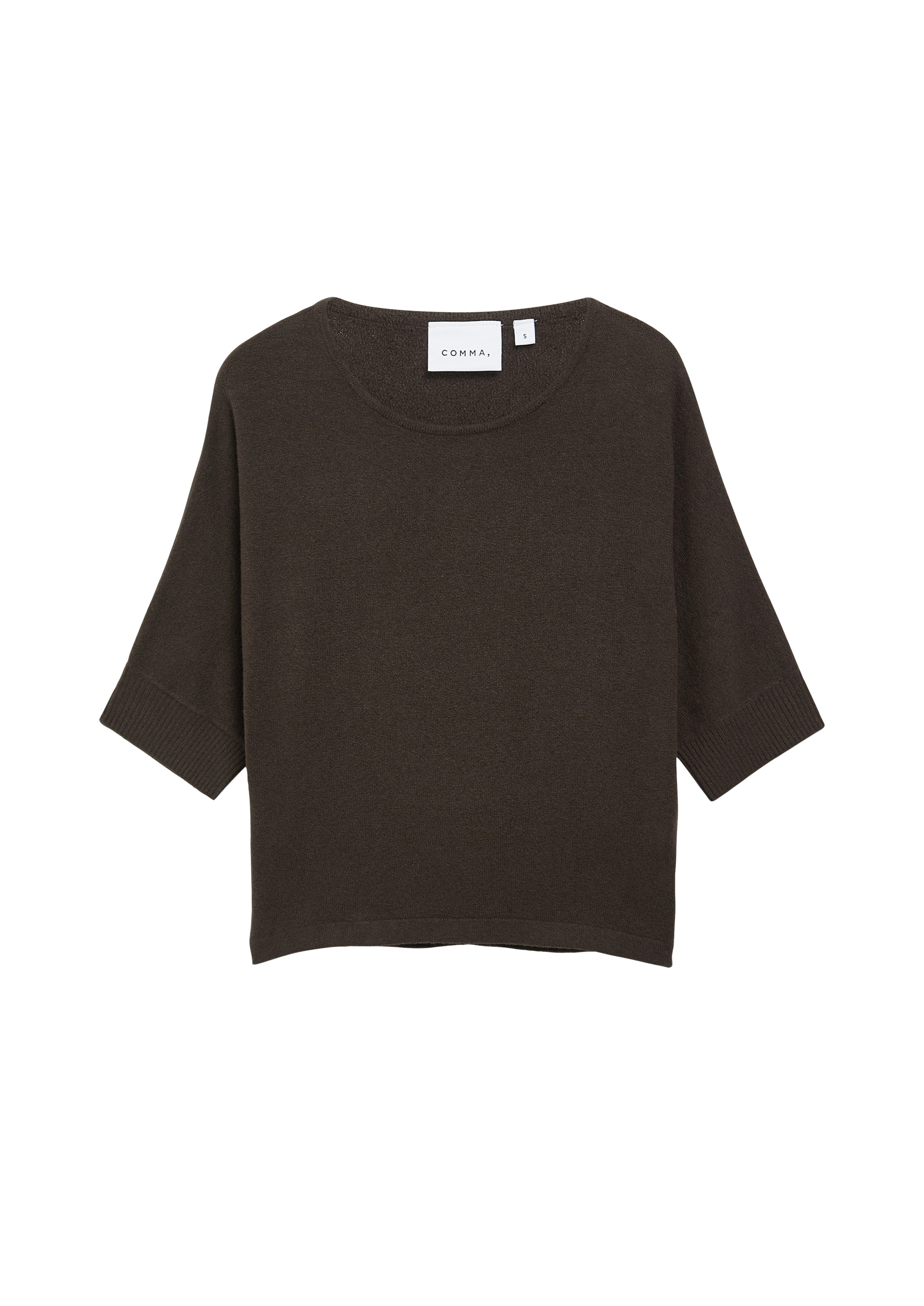 Comma Strickpullover Halbarm-Pullover mit Stretch