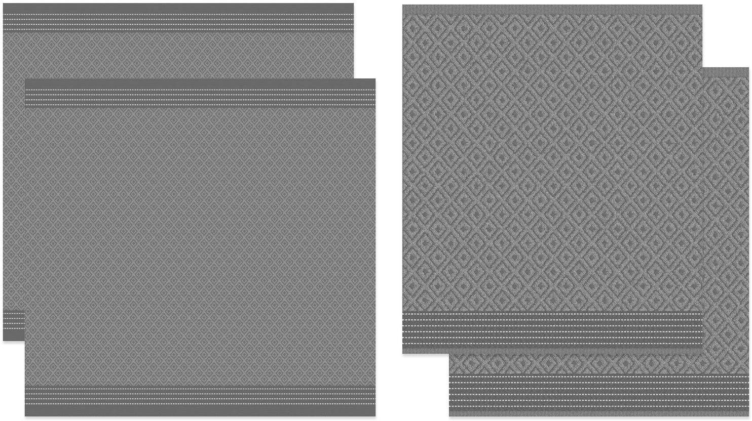 DDDDD Geschirrtuch »Akira, aus reiner Baumwolle«, (Set, 4 tlg.), Combiset: 2 Küchentücher ca. 50x55 cm & 2 Geschirrtücher ca. 60x65 cm