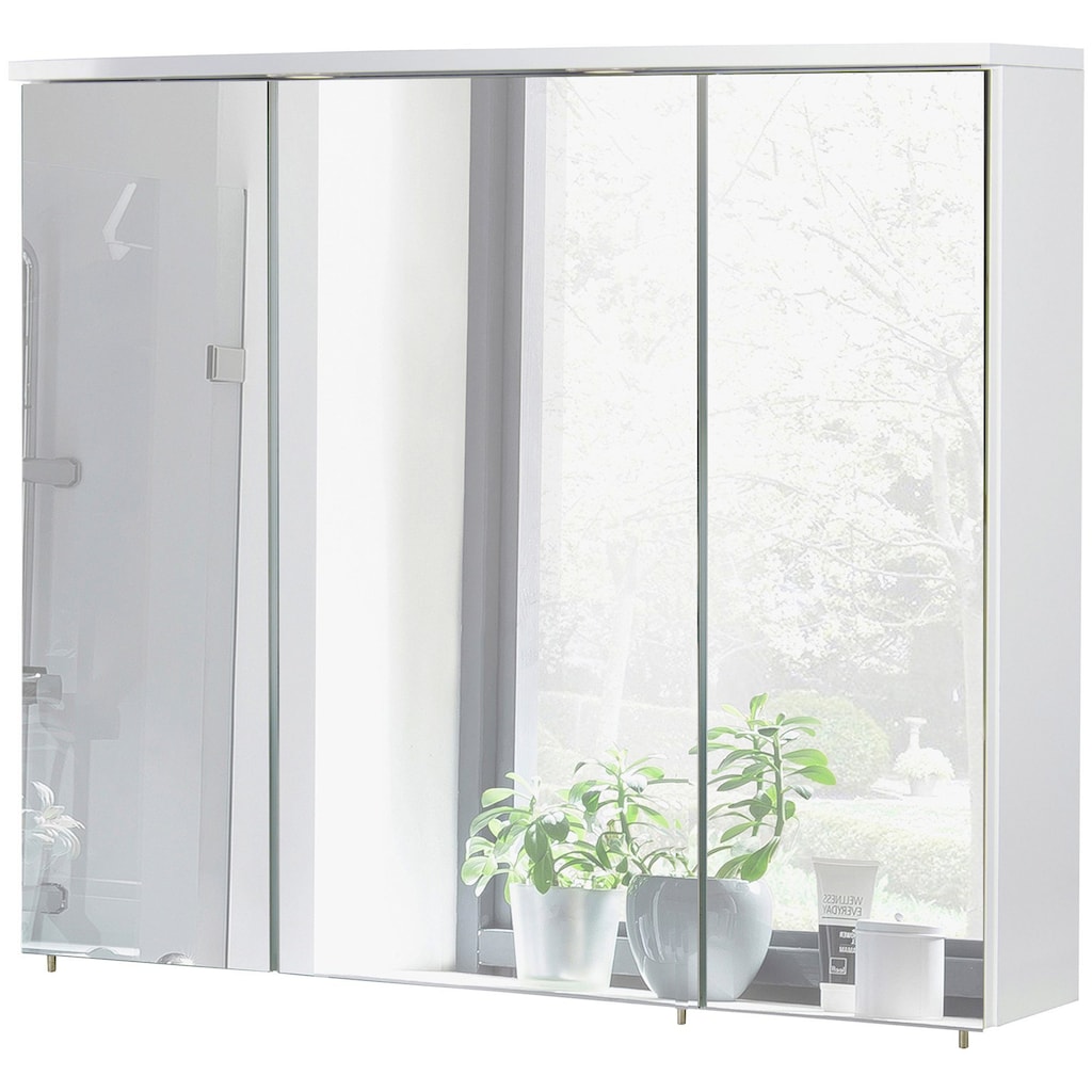 Schildmeyer Spiegelschrank »Verona«, Breite 90 cm, 3-türig, 2 LED-Einbaustrahler, Schalter-/Steckdosenbox