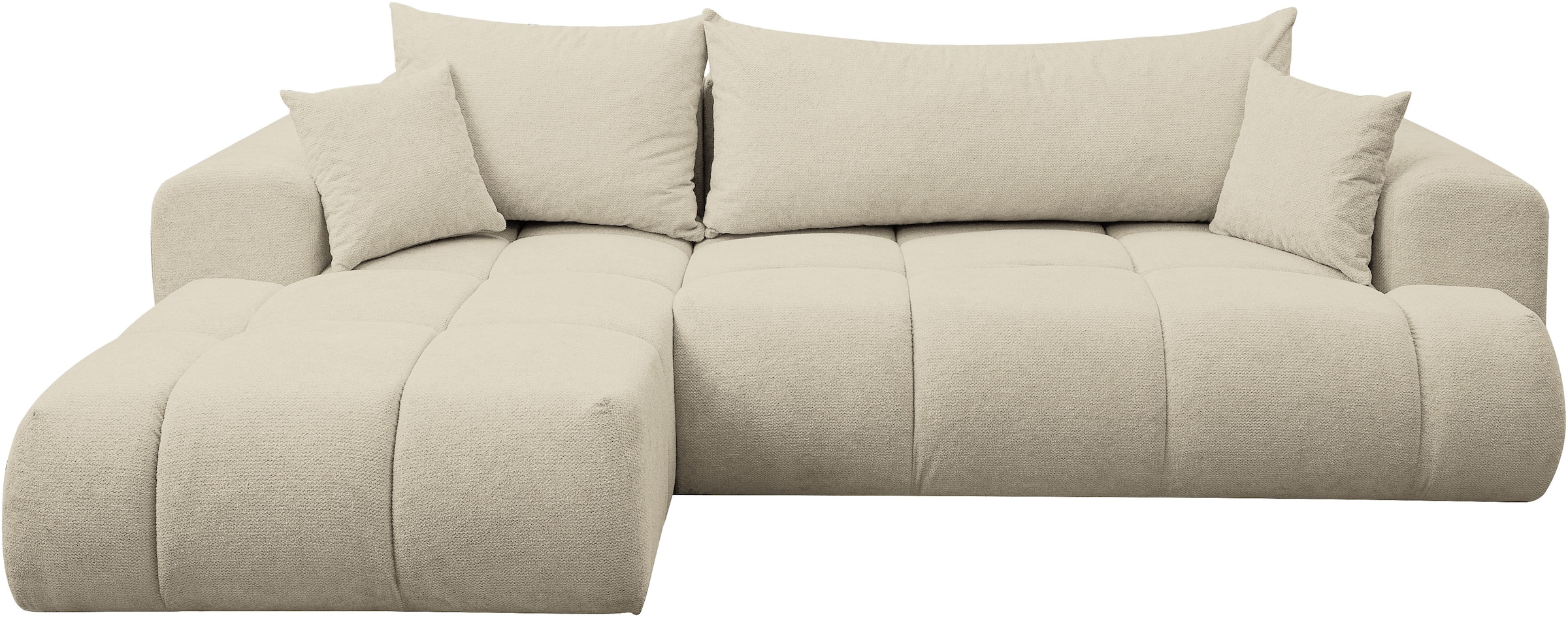 WERK2 Ecksofa »Ewela-Bubble, inkl. Bettfunktion & Bettkasten, bequem, Breite 265cm« moderner Boucle Bezug, Liegefläche 200/140cm