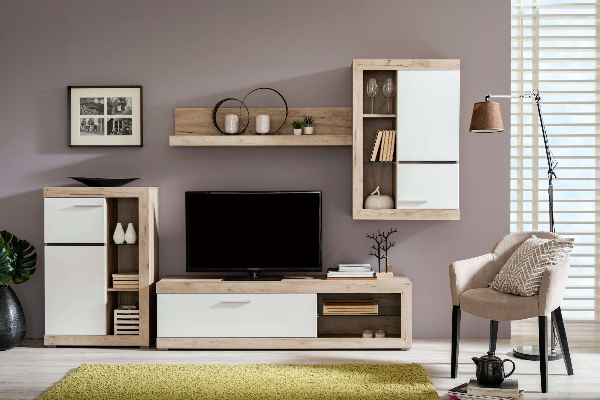 INOSIGN Wohnzimmer-Set »Rosso Wohnwand, Mediawand, Anbauwand, für TV bis 60', Breite 267 cm« Komplett-Set, 4-st, 4 Stk. tlg.