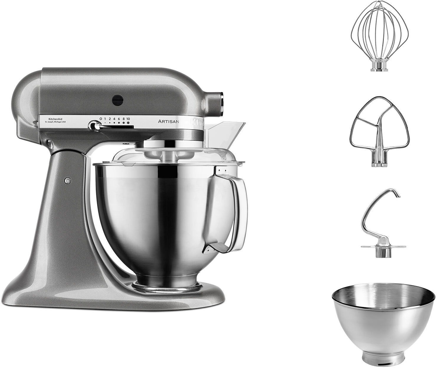 KITCHENAID Küchenmaschine "5KSM185PSE", B:24cm H:36cm T:37cmmedallion silber, Küchenmaschinen