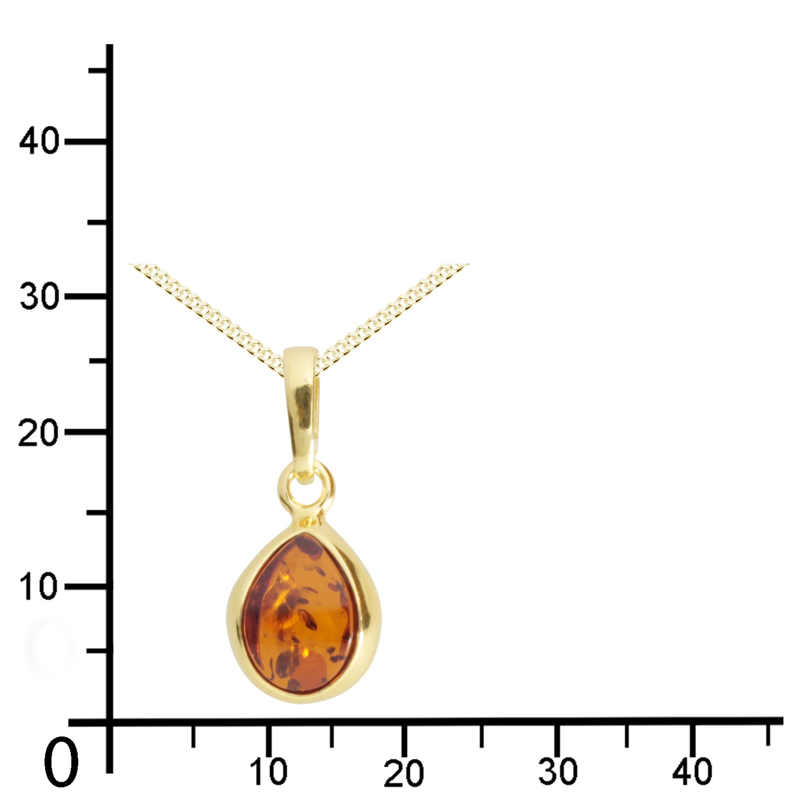 Kette mit Anhänger OSTSEE-SCHMUCK "- Enela - Silber 925/000, vergoldet - Bernstein" Gr. 50, gold (goldfarben, gelb), Schmuck_Sets, Damen, 50, Silber 925 (Sterlingsilber) 2