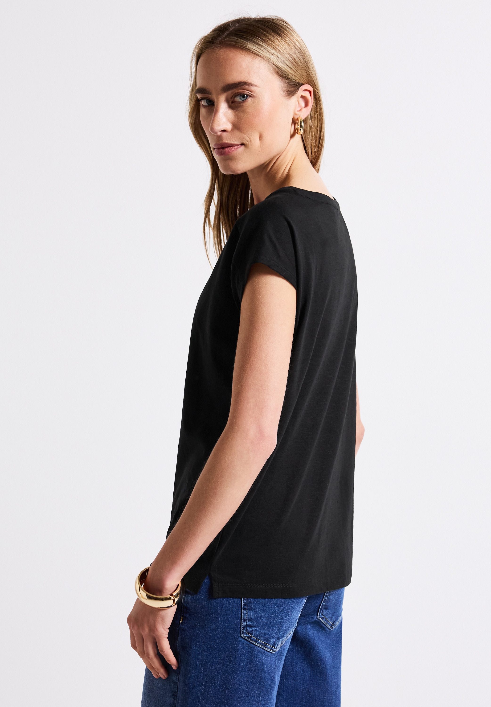 STREET ONE T-Shirt, mit Schlitz am Saum