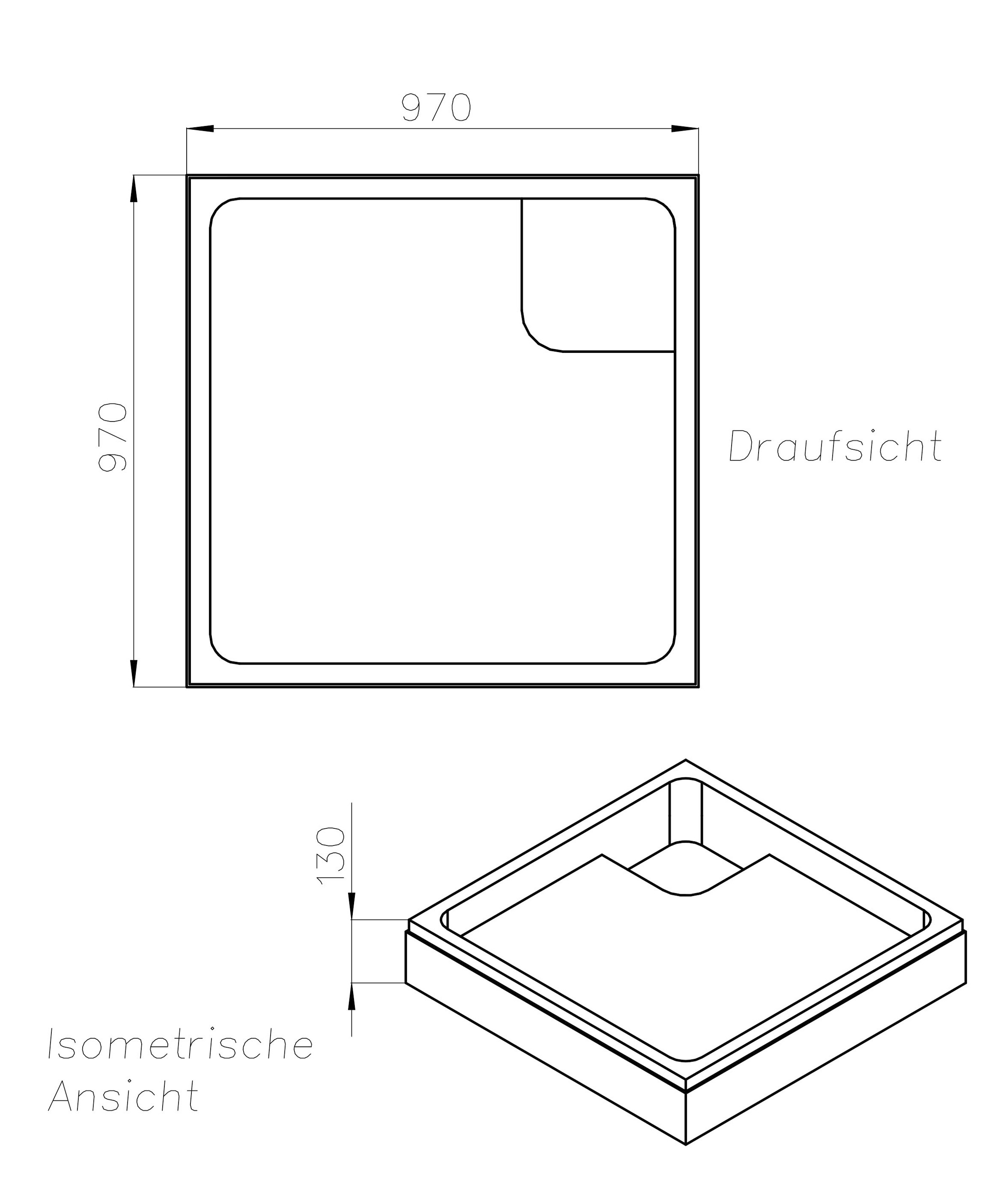 OTTOFOND Duschwanne »Set Quadratische Duschwanne«, (3 St.), 1000x1000/30 mm