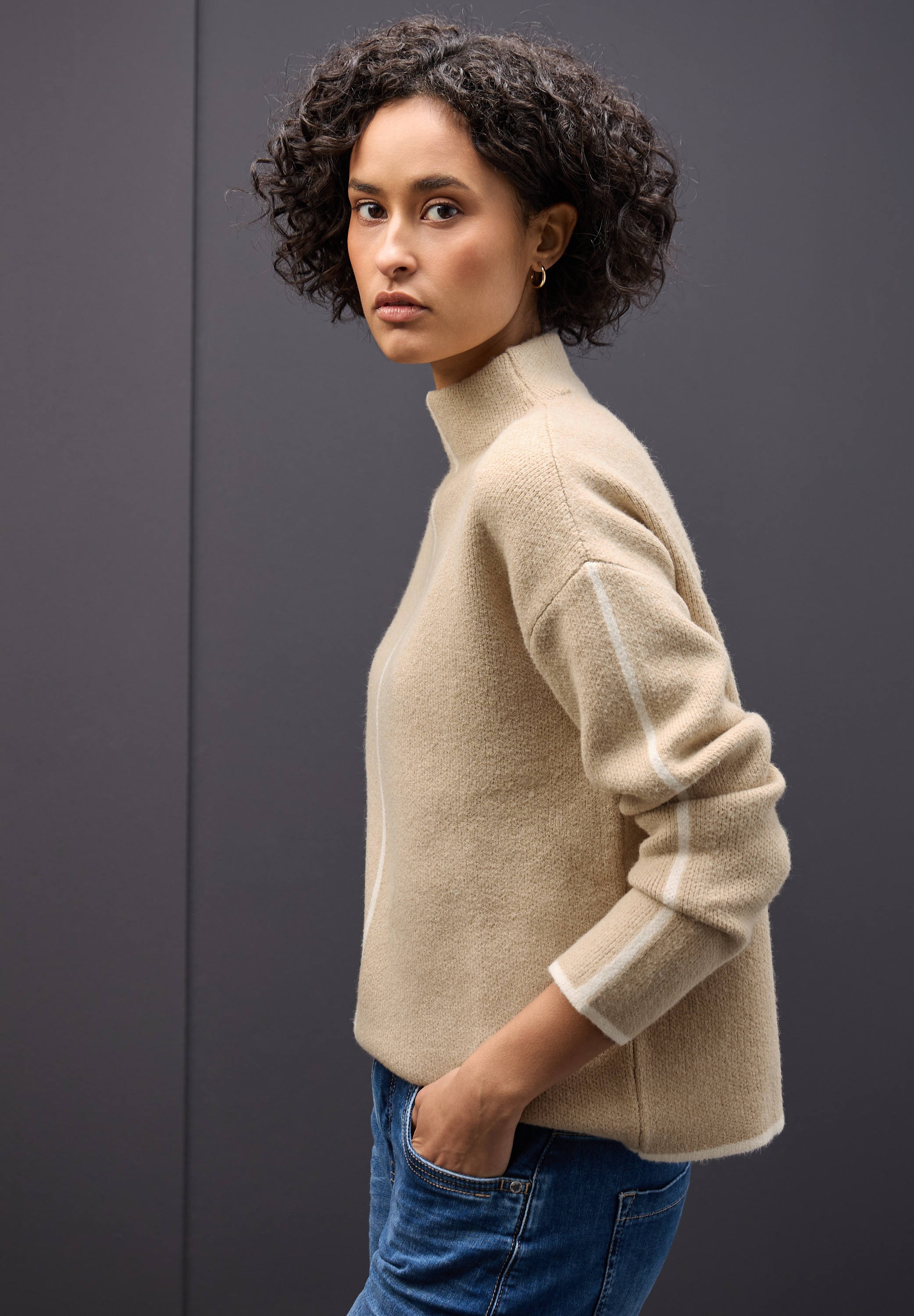 STREET ONE Strickpullover mit Kontrastdetails