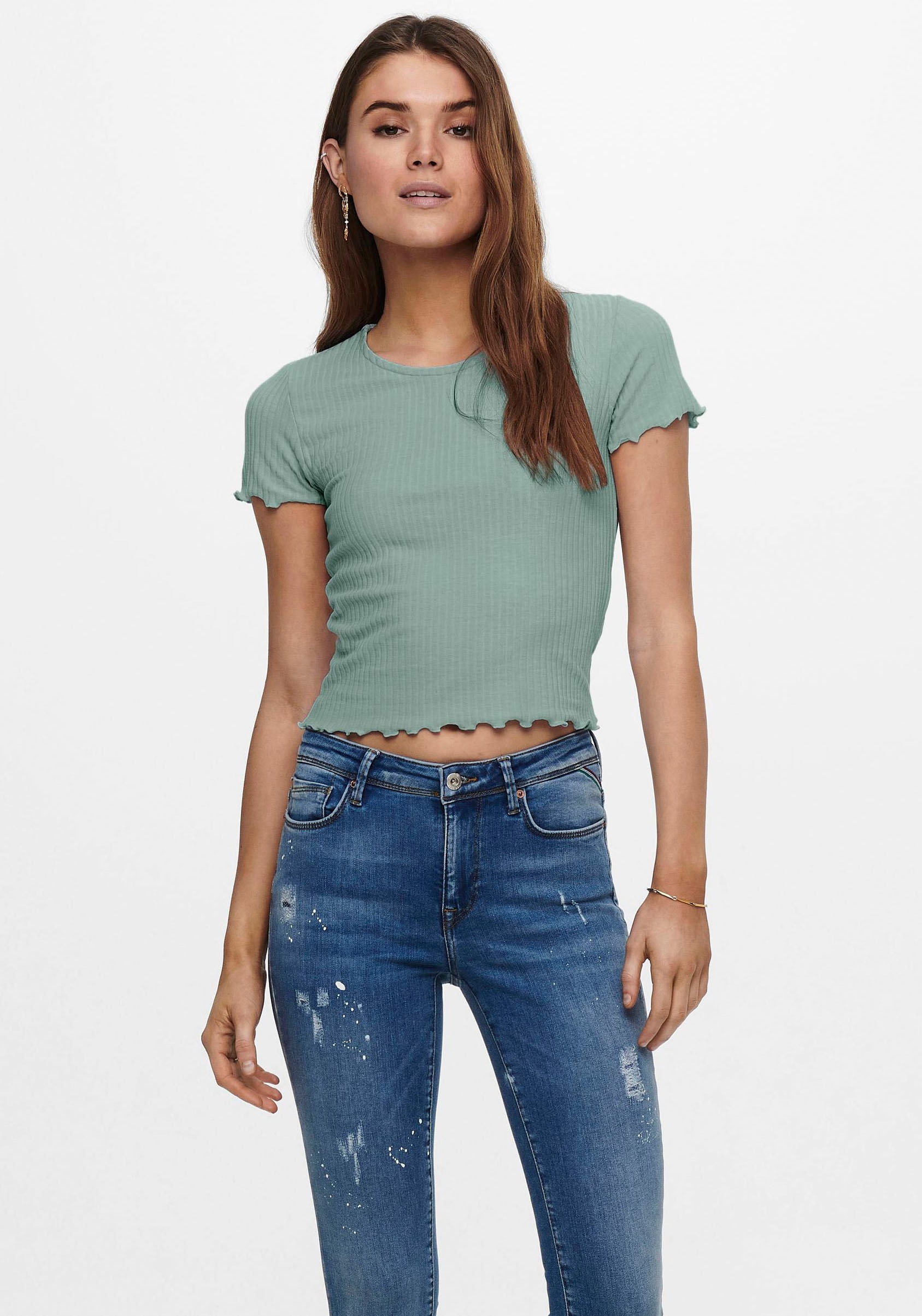 ONLY Rundhalsshirt "ONLEMMA S/S SHORT TOP NOOS JRS" Rundhals, modisch, regu günstig online kaufen
