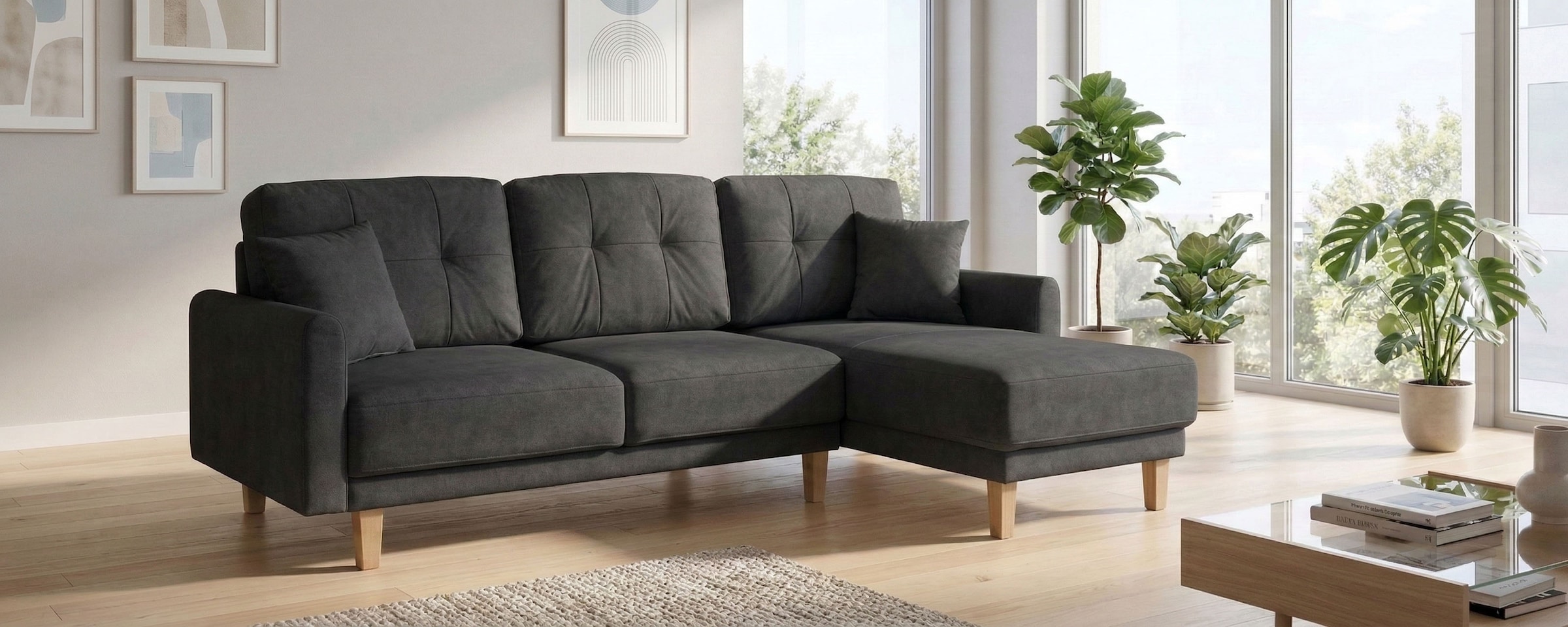 OTTO home Ecksofa "TRIPLO optionale Schlafsofa mit Bettkasten, Maße B/T/H: 234/164/89 cm" L-Form wahlweise mit Bettfunktion - Liegefläche 132x210 cm