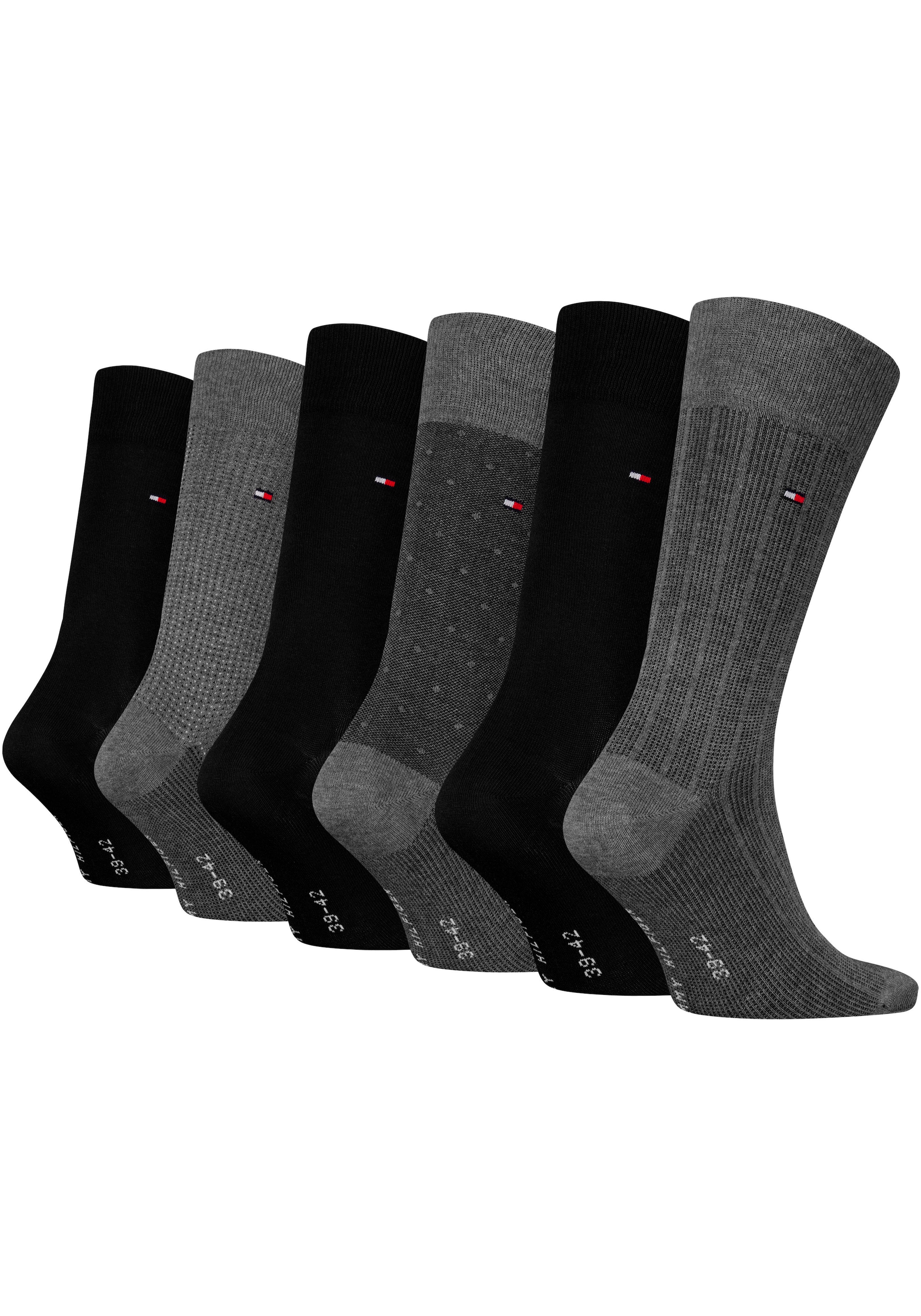 Tommy Hilfiger Socken »TH MEN SOCK 6P TIN GIFTBOX BIRDSEYE«, (Box, 6 Paar), mit gesticketem Flag-Label