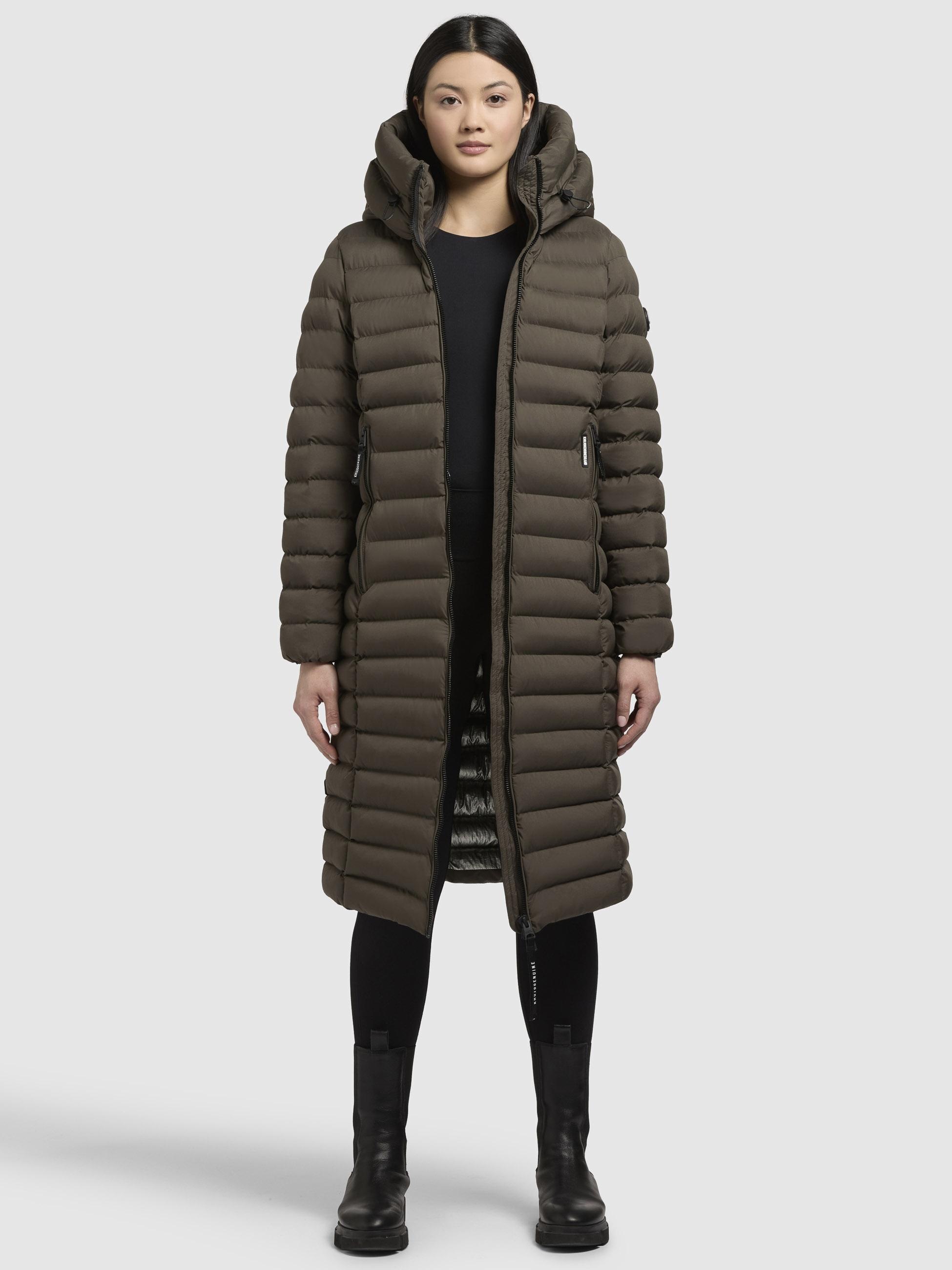 khujo Steppjacke »Imes-YM«, mit Kapuze, Steppmantel mit hohem Kragen und silbrig glänzendem Innenfutter