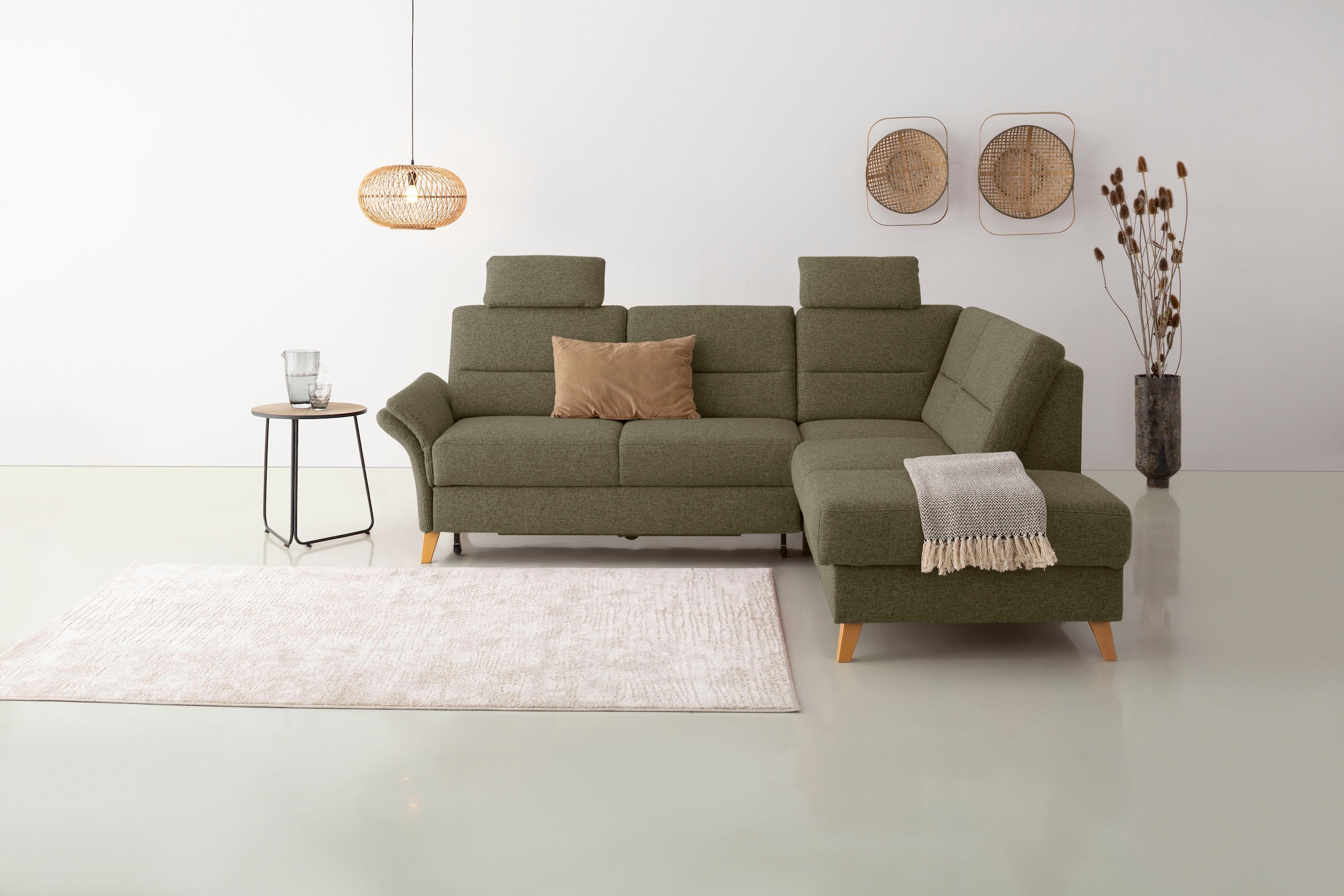 OTTO home Ecksofa "Westerland L-Form" Federkern-Polsterung, wahlweise mit Schlaffunktion, Bettkasten
