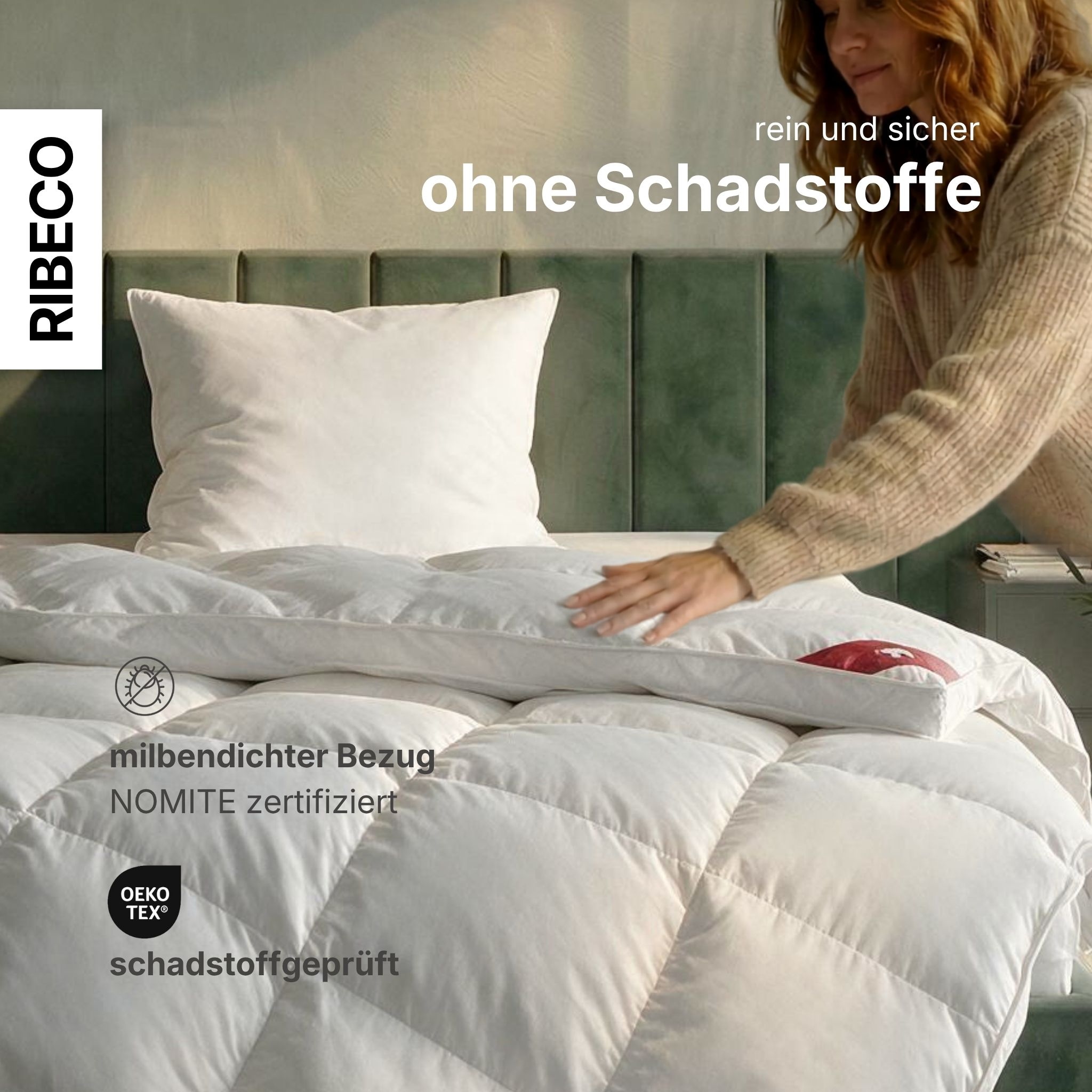 RIBECO Federbettdecke »Bettdecke in 135x200 und 155x220cm Topseller,« extrawarm Füllung 90Federnund10Daunen 1 Stk. tlg. Daunen und Federn, Made in Germany, mit gratis 80x80 cm Kissen