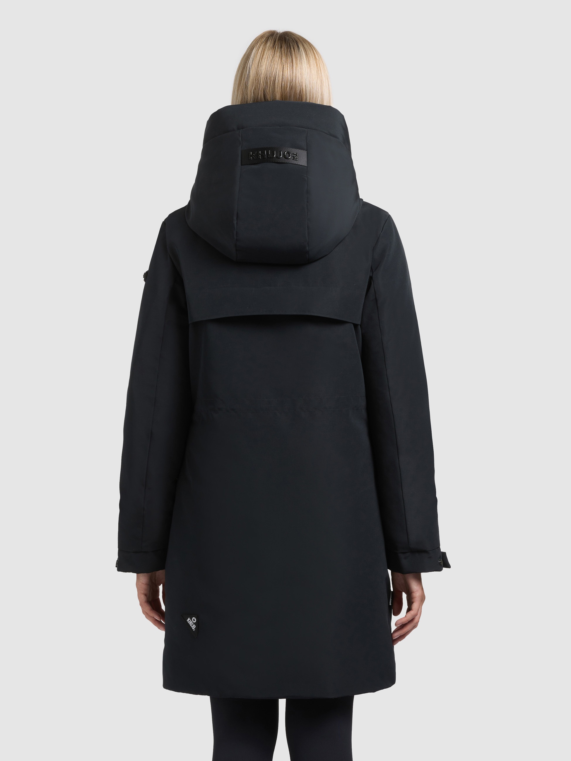 Kurzmantel KHUJO "SINA", Damen, Gr. XS, port blau, 100% Polyester, unifarben, eingesetzt elastischer Bund mit Druckknopf, Mäntel Kurzmantel 3