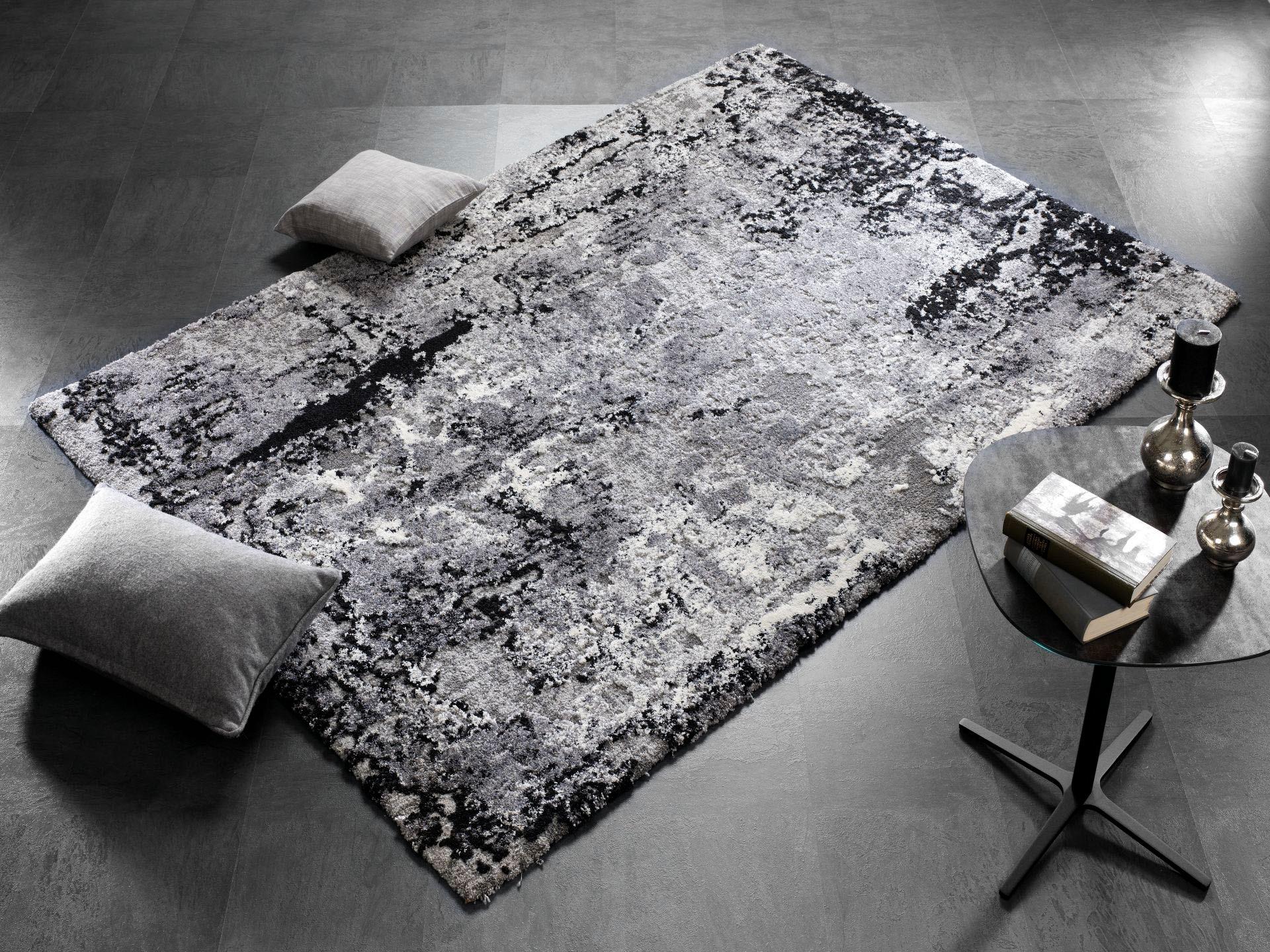 OCI DIE TEPPICHMARKE "JUWEL LIRAY, auch als Läufer und in Rund" quadratisch 20 mm Höhe Kurzflor, Wohnzimmer, Marmor Optik, Hoch Tief Effekt, dichte Qualität