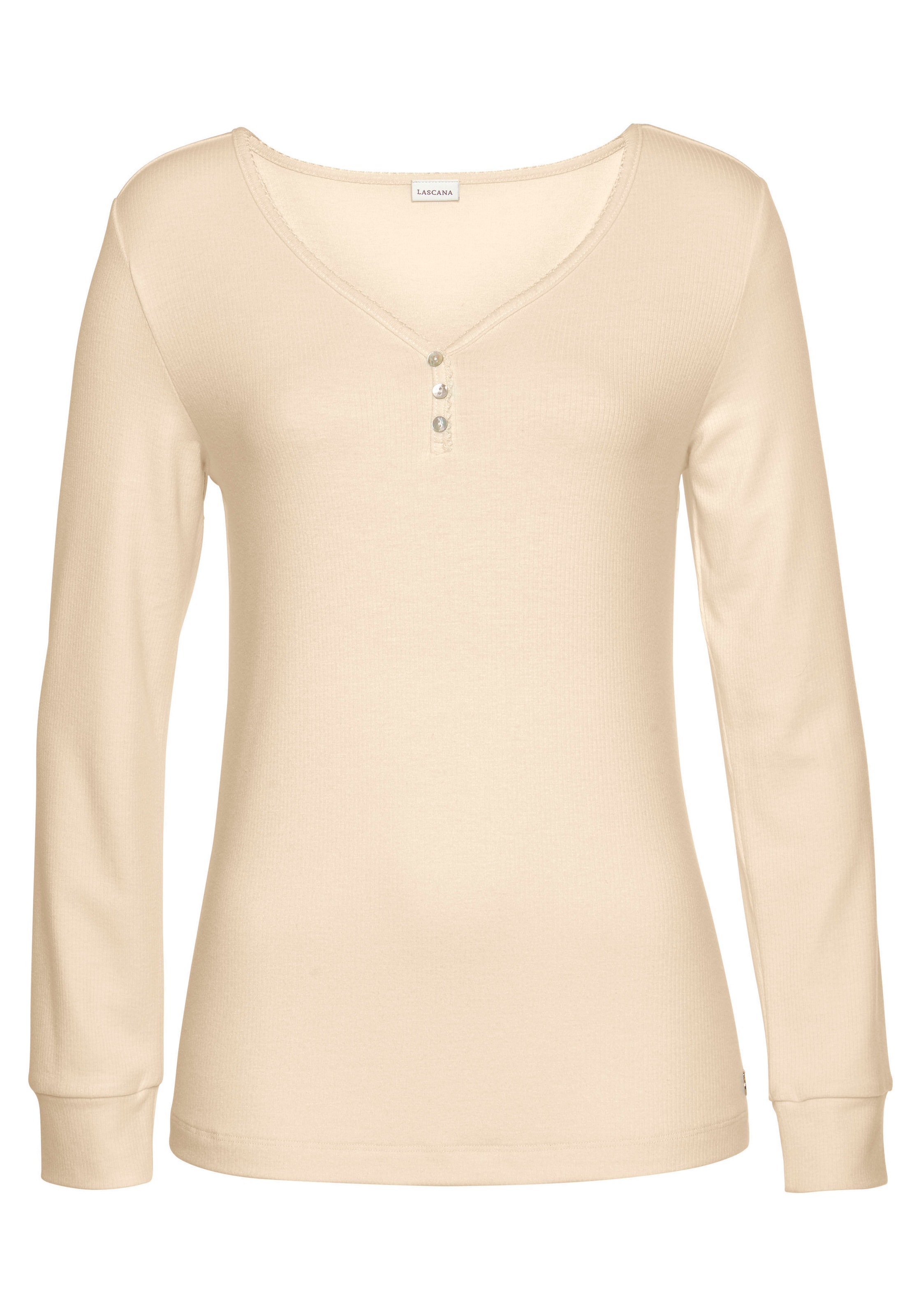Thumbnail - LASCANA Pyjama, (2 tlg.), mit geripptem Langarmshirt