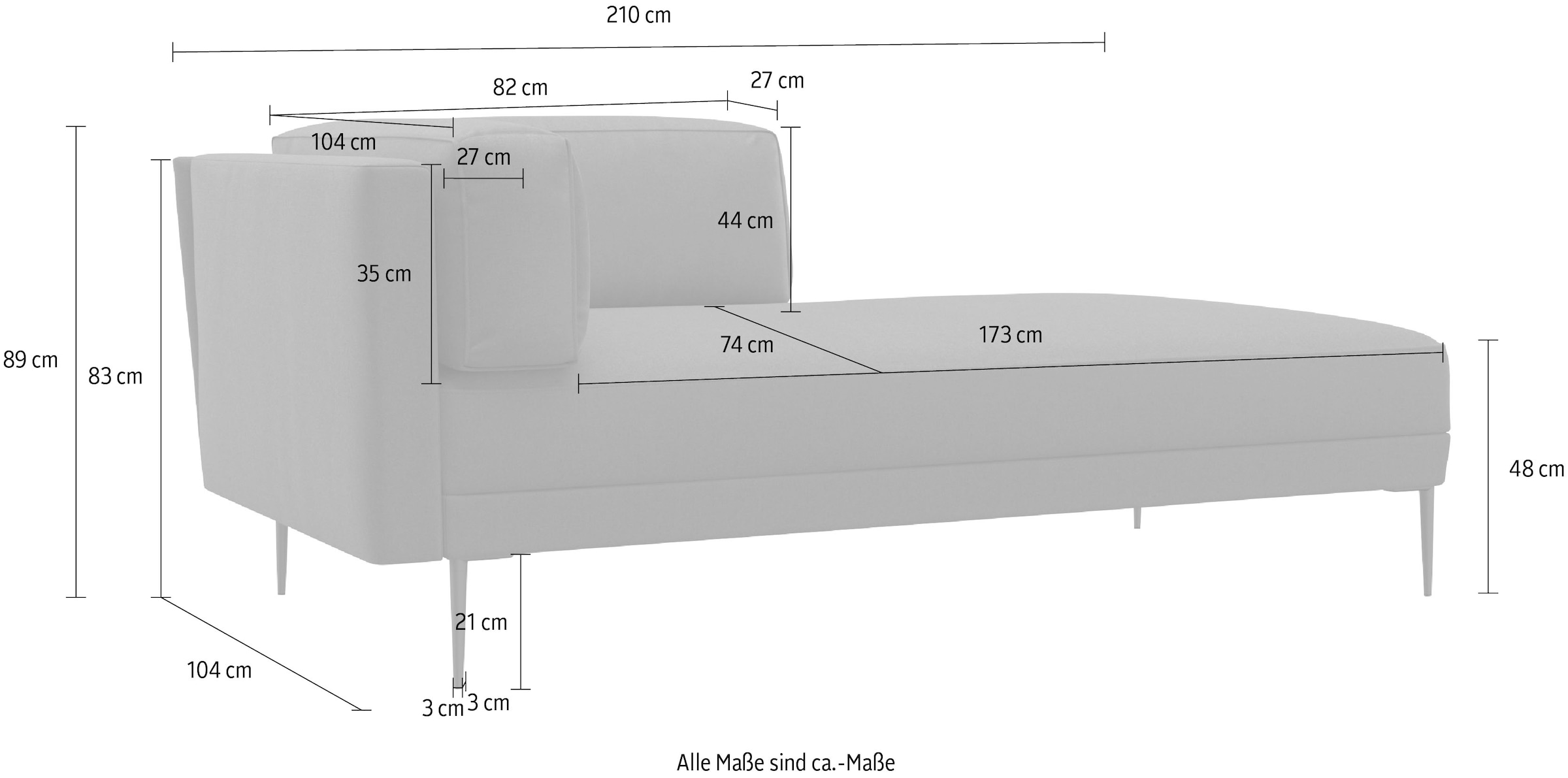 andas Recamiere »Bihult« Armlehne links oder rechts bestellbar