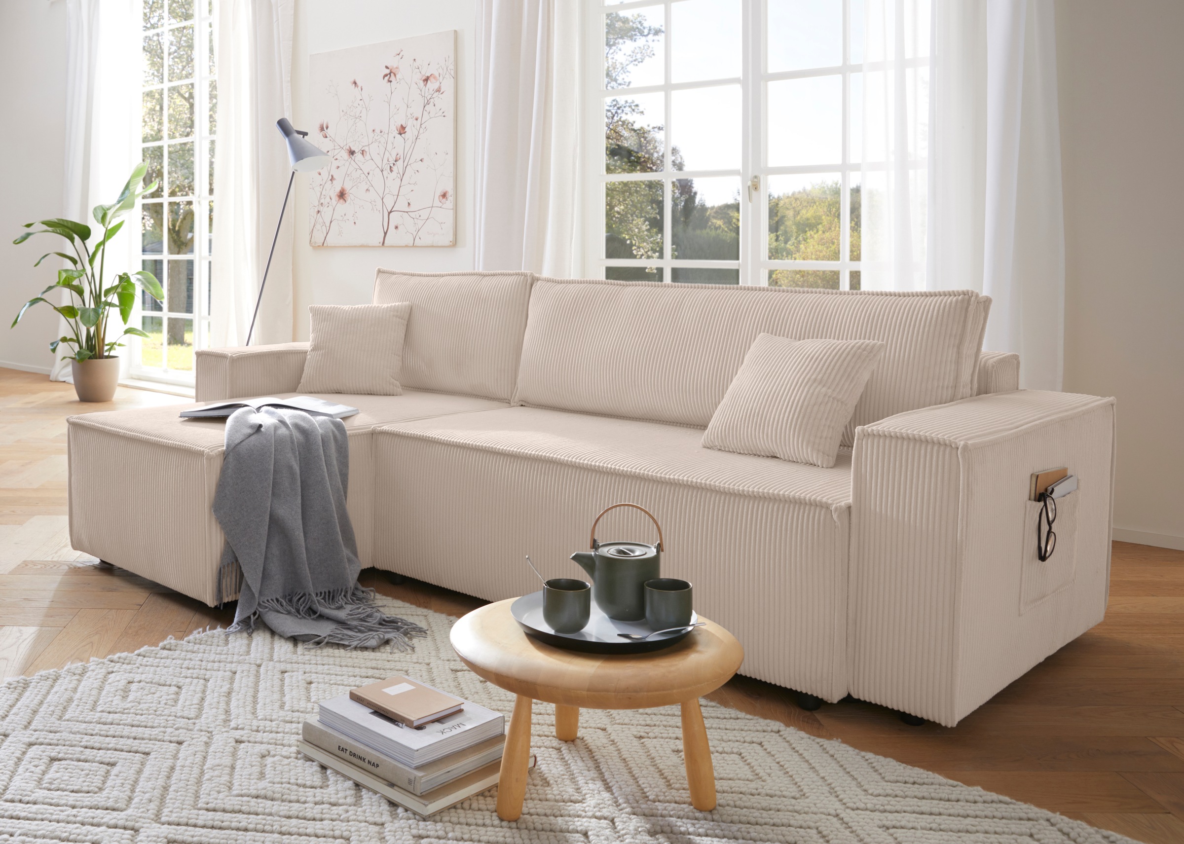 OTTO home Ecksofa "CASSI, 241cm, L-Form, Schlafsofa, Bettkasten, Boxspringf günstig online kaufen