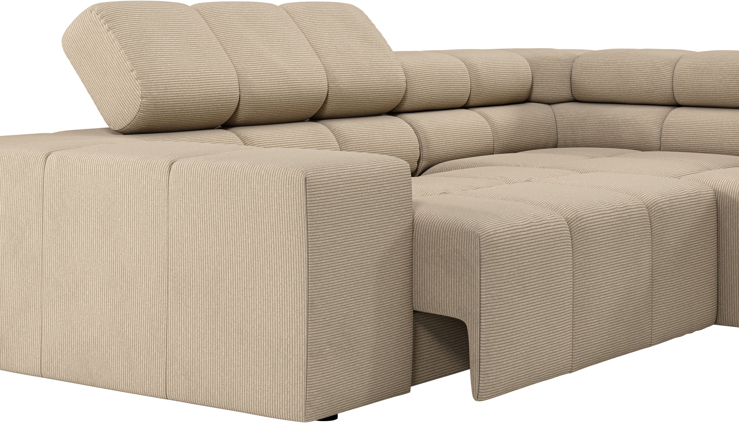 INOSIGN Ecksofa »Ancona, incl. Kopfteilverstellung + 3 Zierkissen, L-Form, bequem«, wahlweise motorische Sitztiefenverstellung, B/T(H: 249/215/70 cm